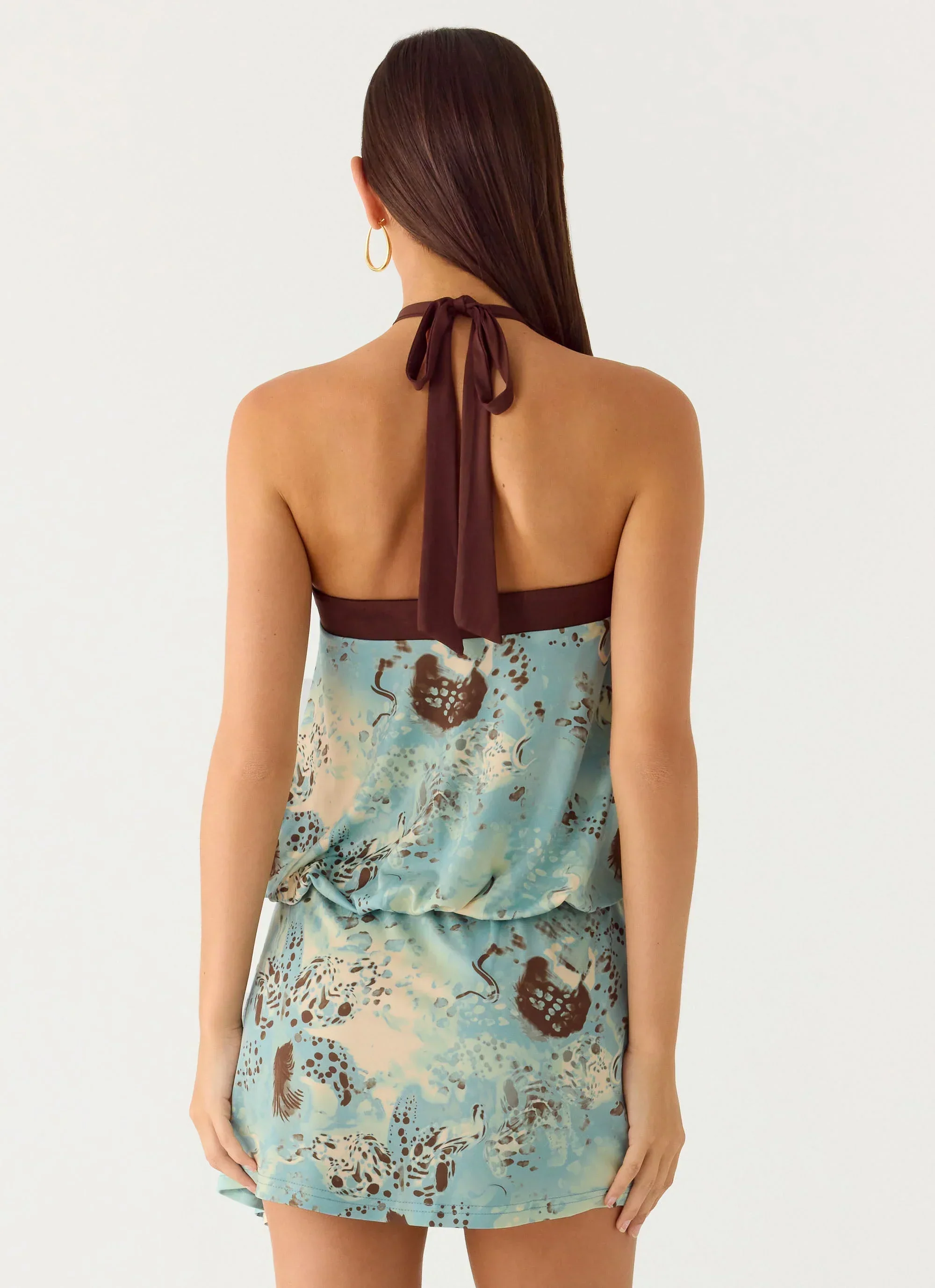 Switch Up Halter Mini Dress - Aqua Blur