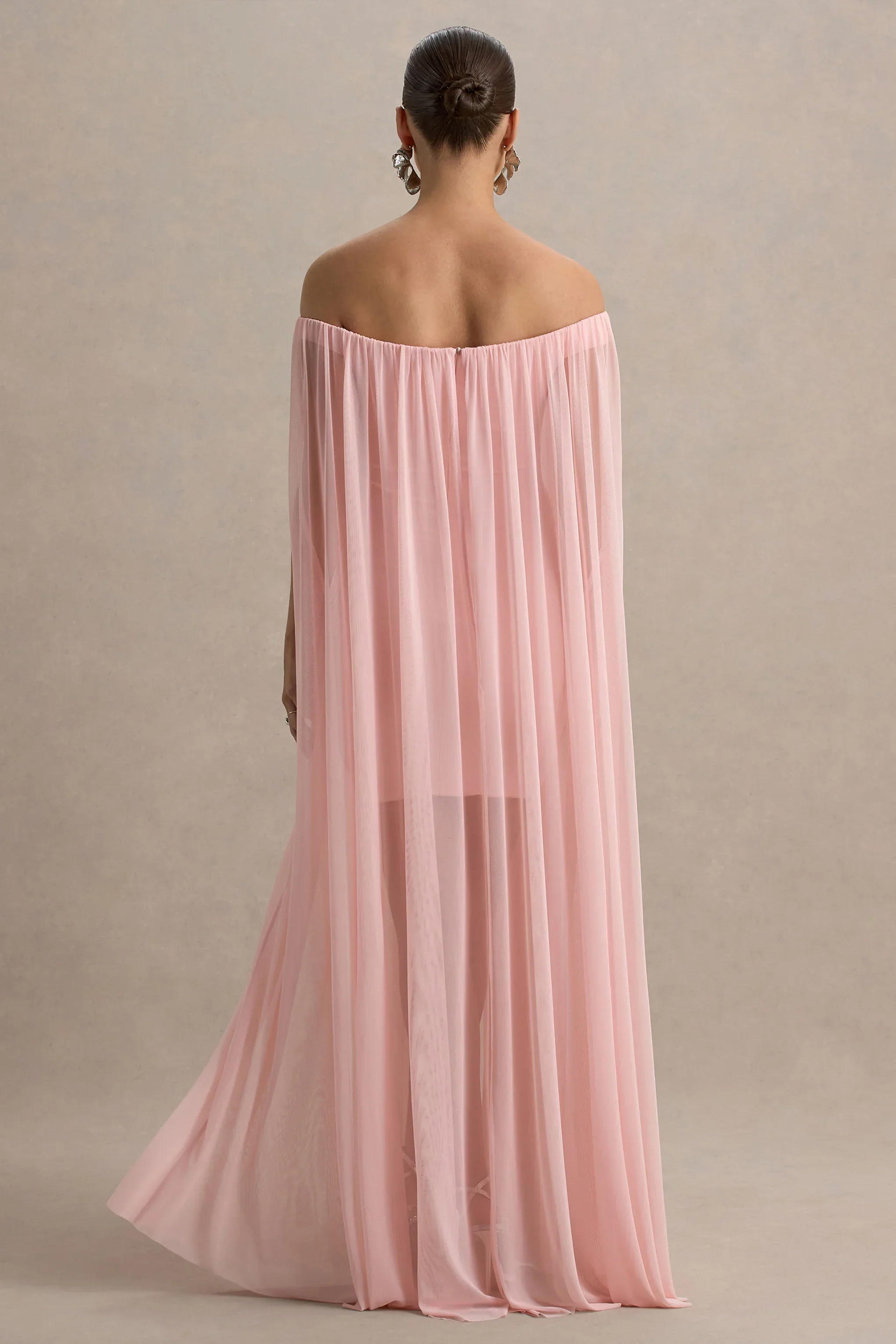 Atmosphere | Pink Bandeau Maternity Mini Dress With Mesh Overlay