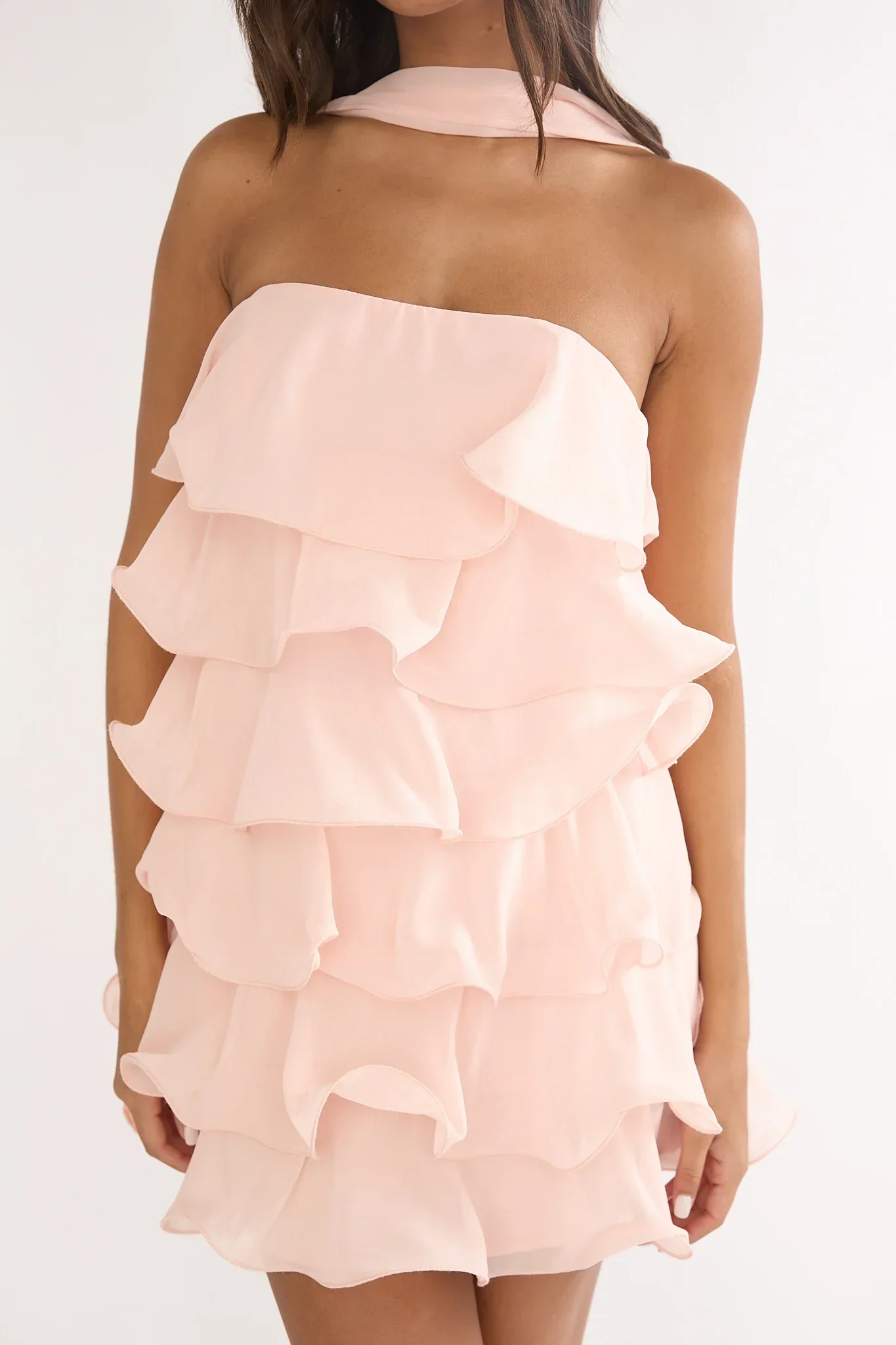 Love Note Strapless Layered Mini Dress Pink