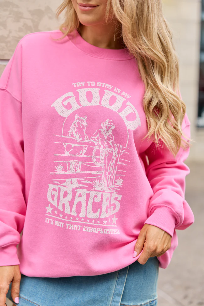 Good Graces Pink Graphic Sweatshirt