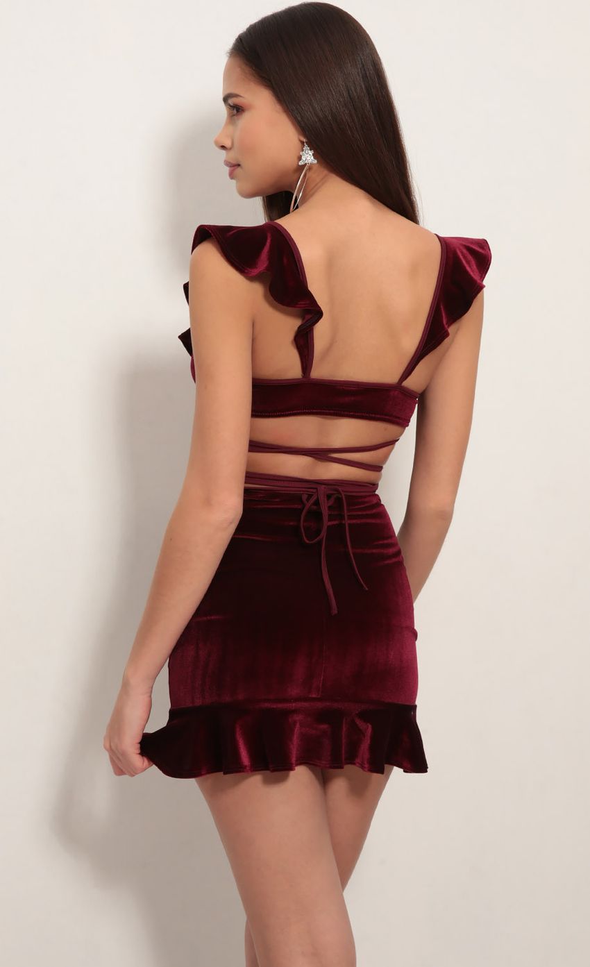 Madison Ruffle Set In Velvet Wine