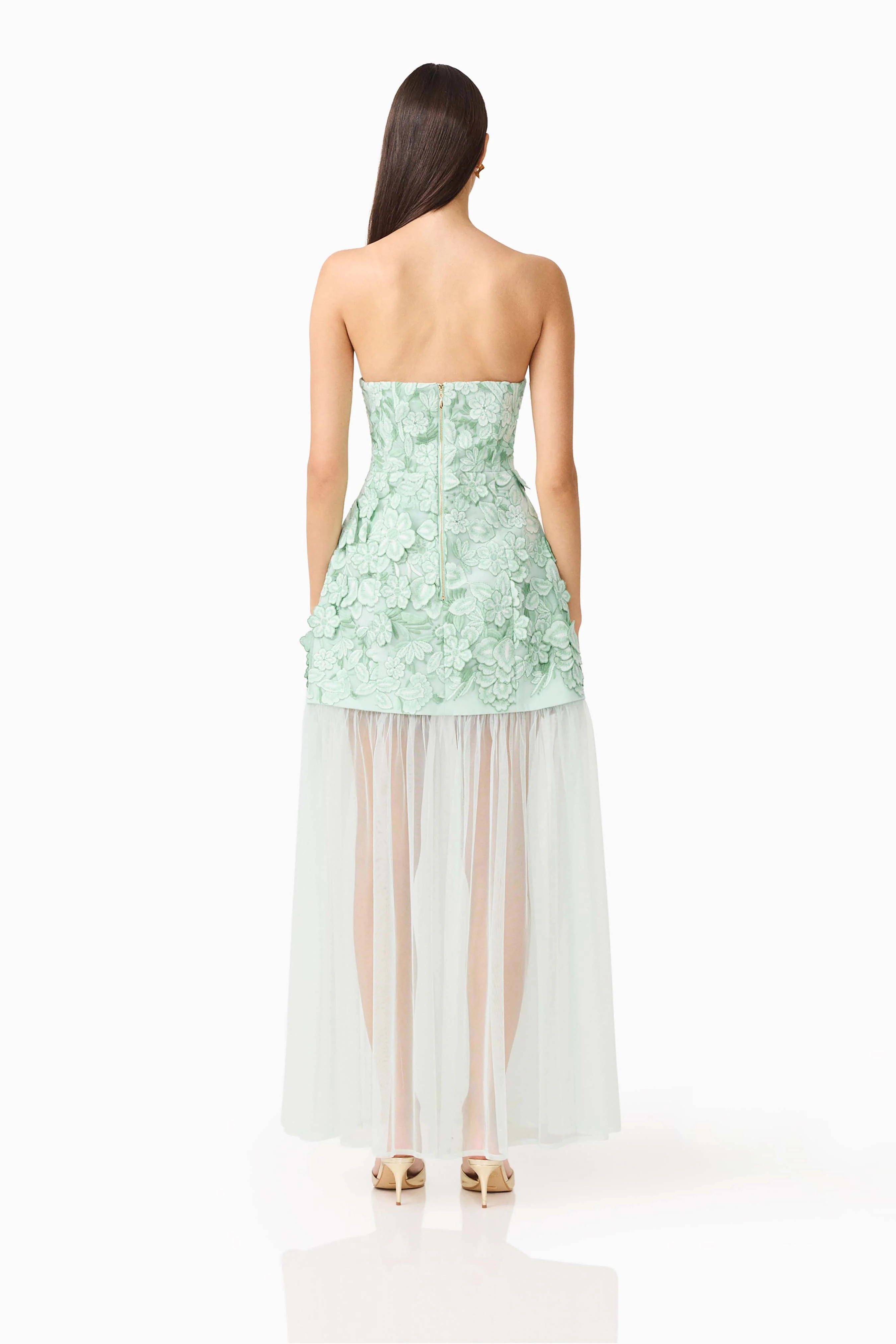 Roseate Strapless Maxi Dress in Mint Green
