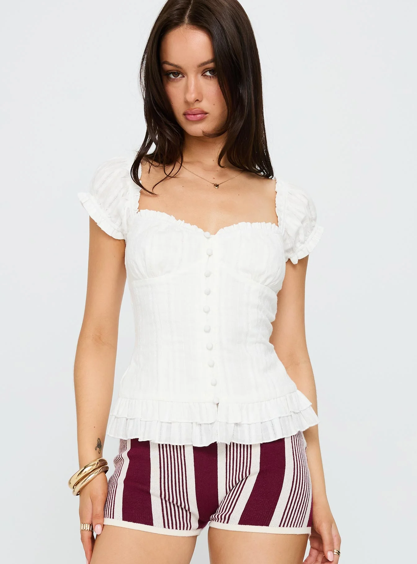 Suiter Frill Detail Top White