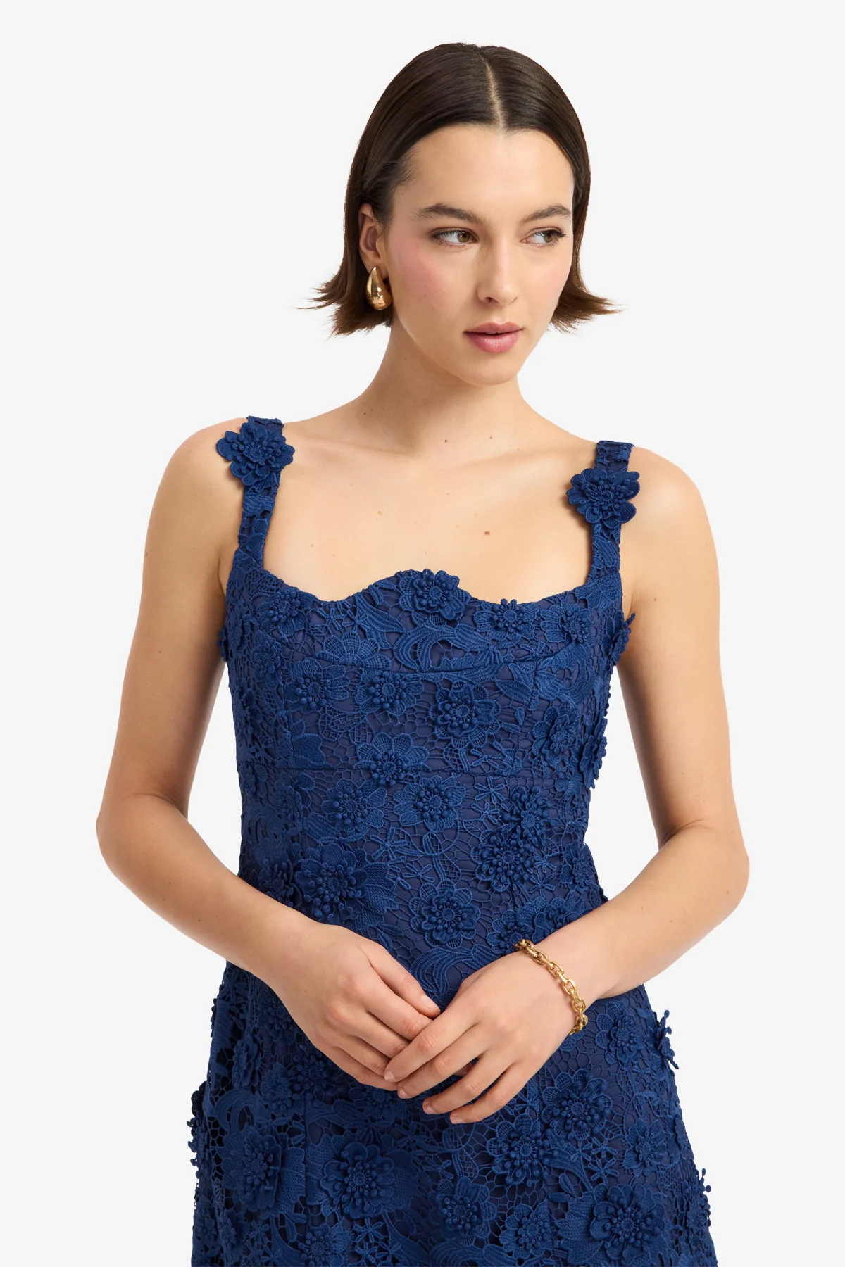 Odette Lace Midi Dress - Navy