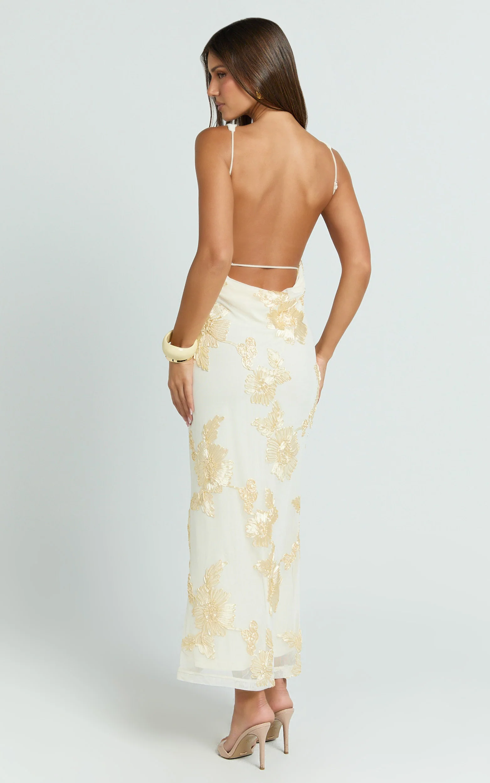 Freya Midi Dress - Boat Neck Backless Dress in Yellow