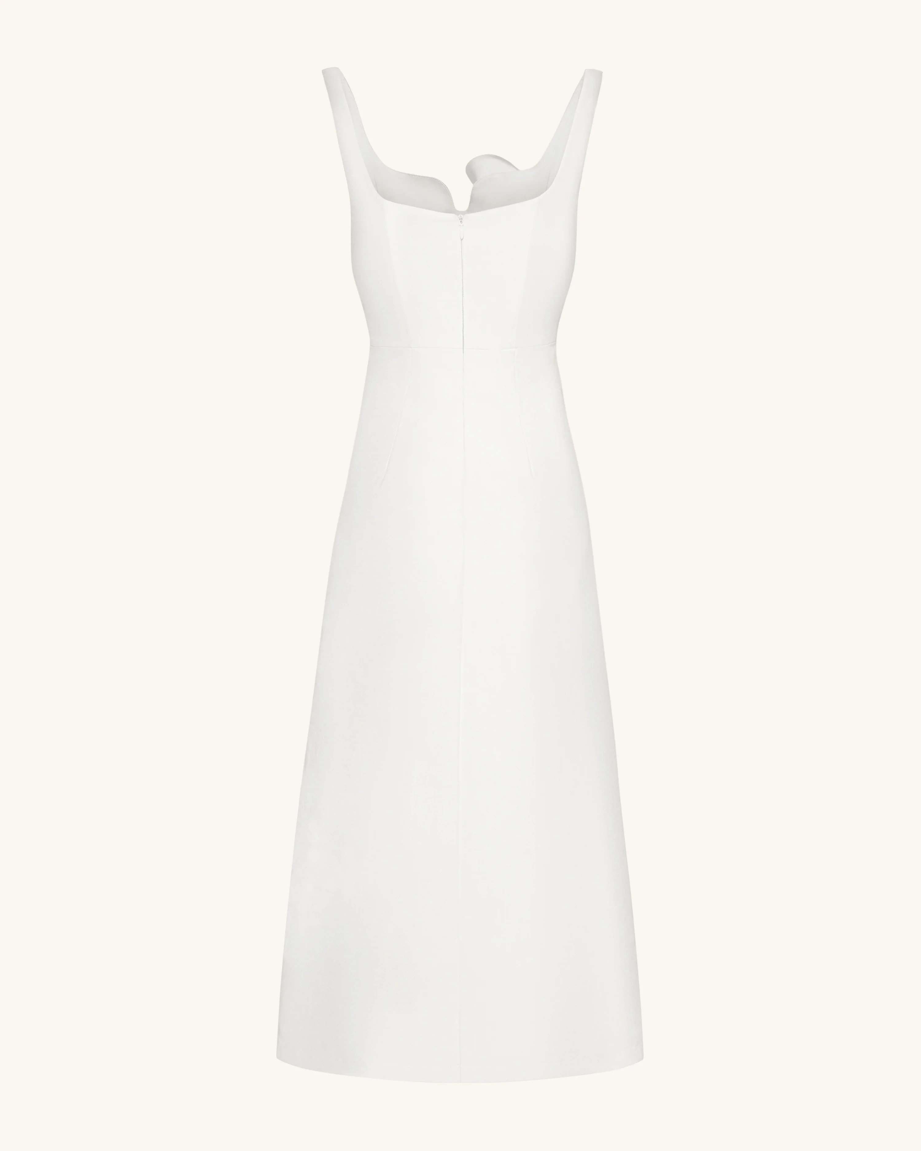 3D Vine-Appliqué Asymmetric Sweetheart Gown - White - FASHION NOB
