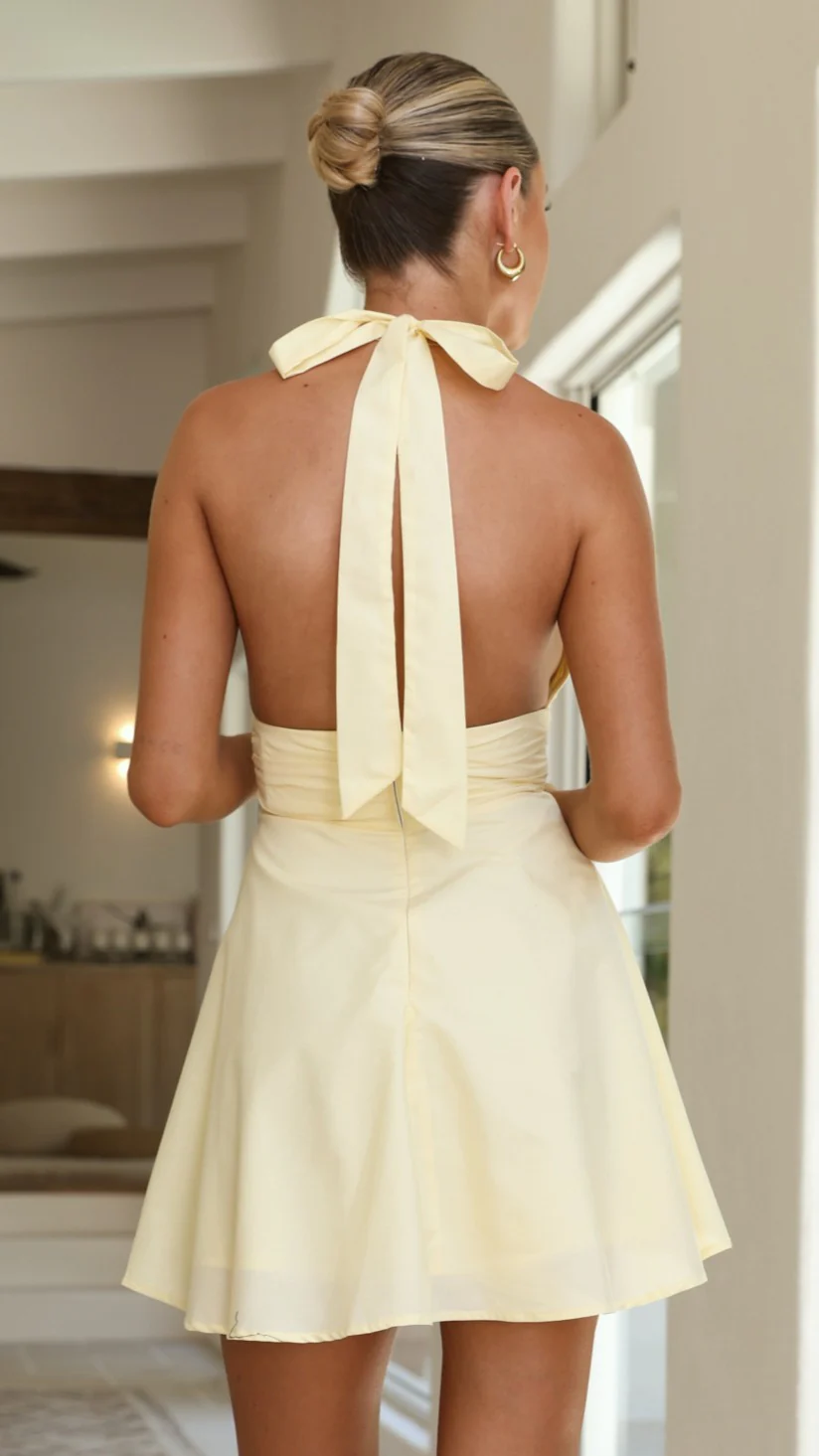 Anara Mini Dress - Yellow - luluinthesky
