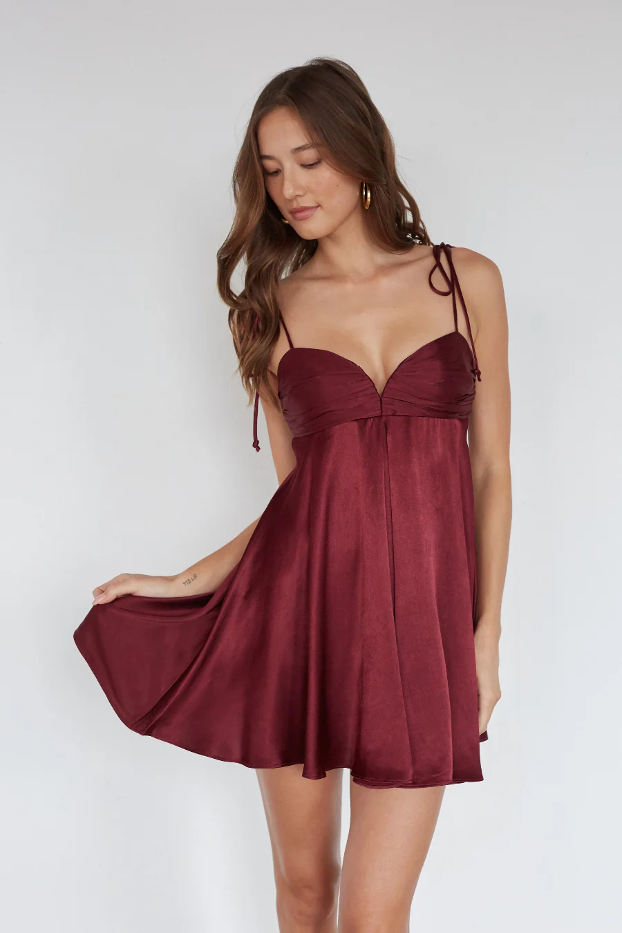 Dilan Tie Strap Satin Mini Dress - luluinthesky