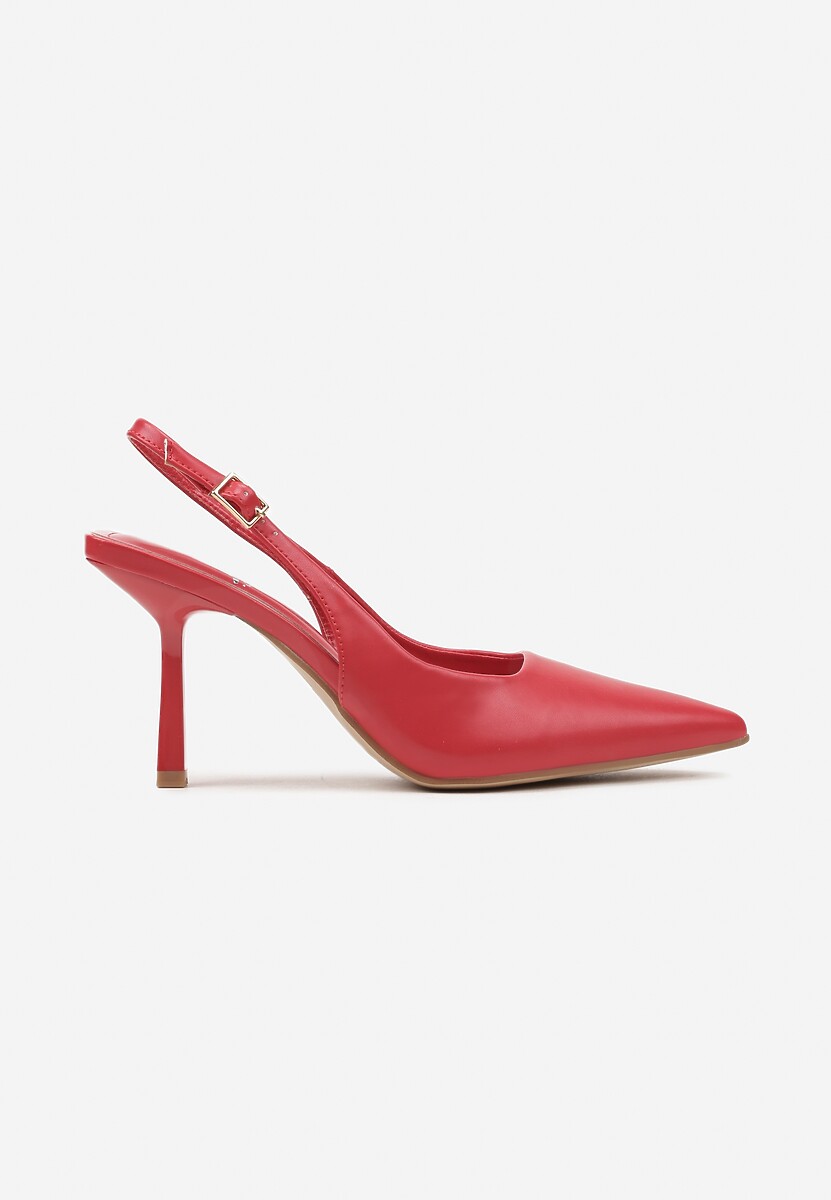 Czarne Klasyczne Sandały Szpilki Slingback ze Szpiczastym Noskiem Saniffia