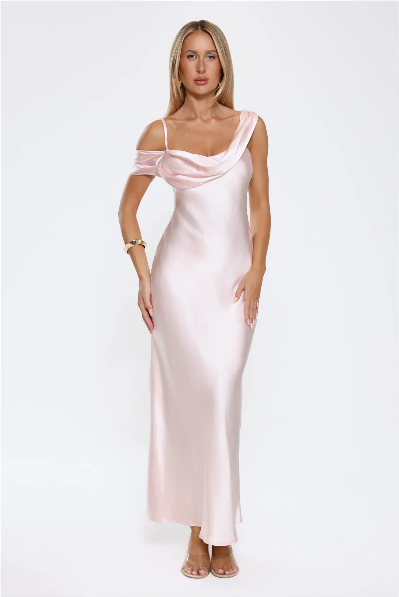 Glamorous Nights Satin Maxi Dress Pink