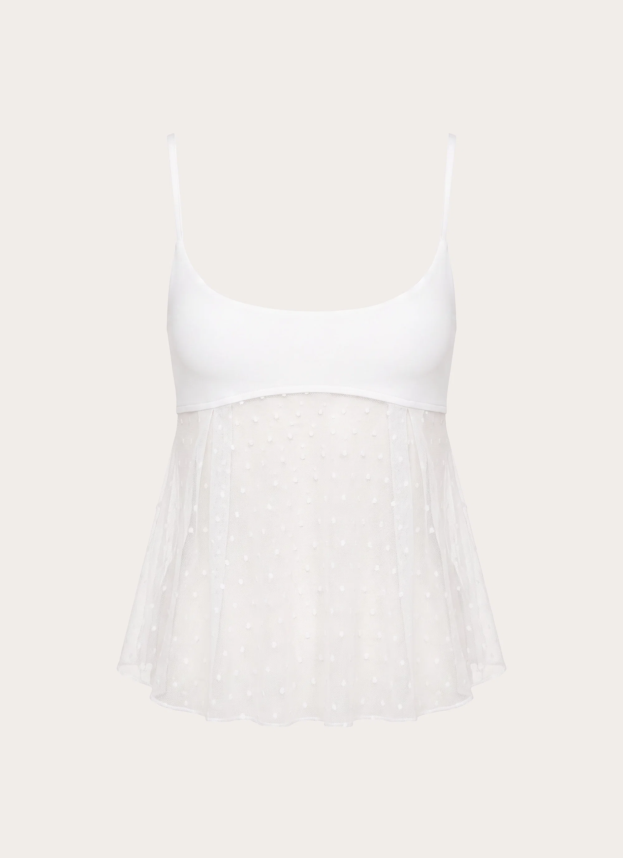Elsie Mesh Polka Dot Top - White - FASHION NOB