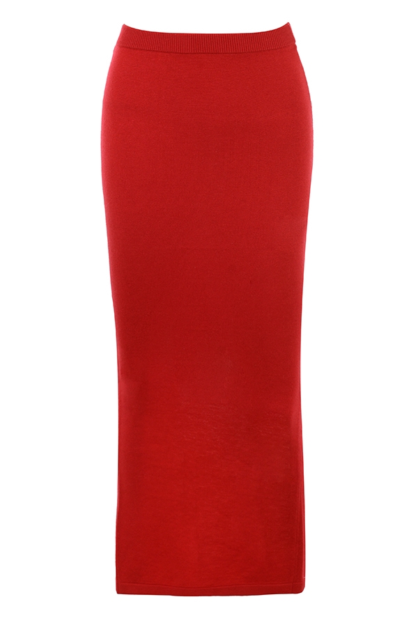 Holly Red Cashmere Blend Midi Skirt