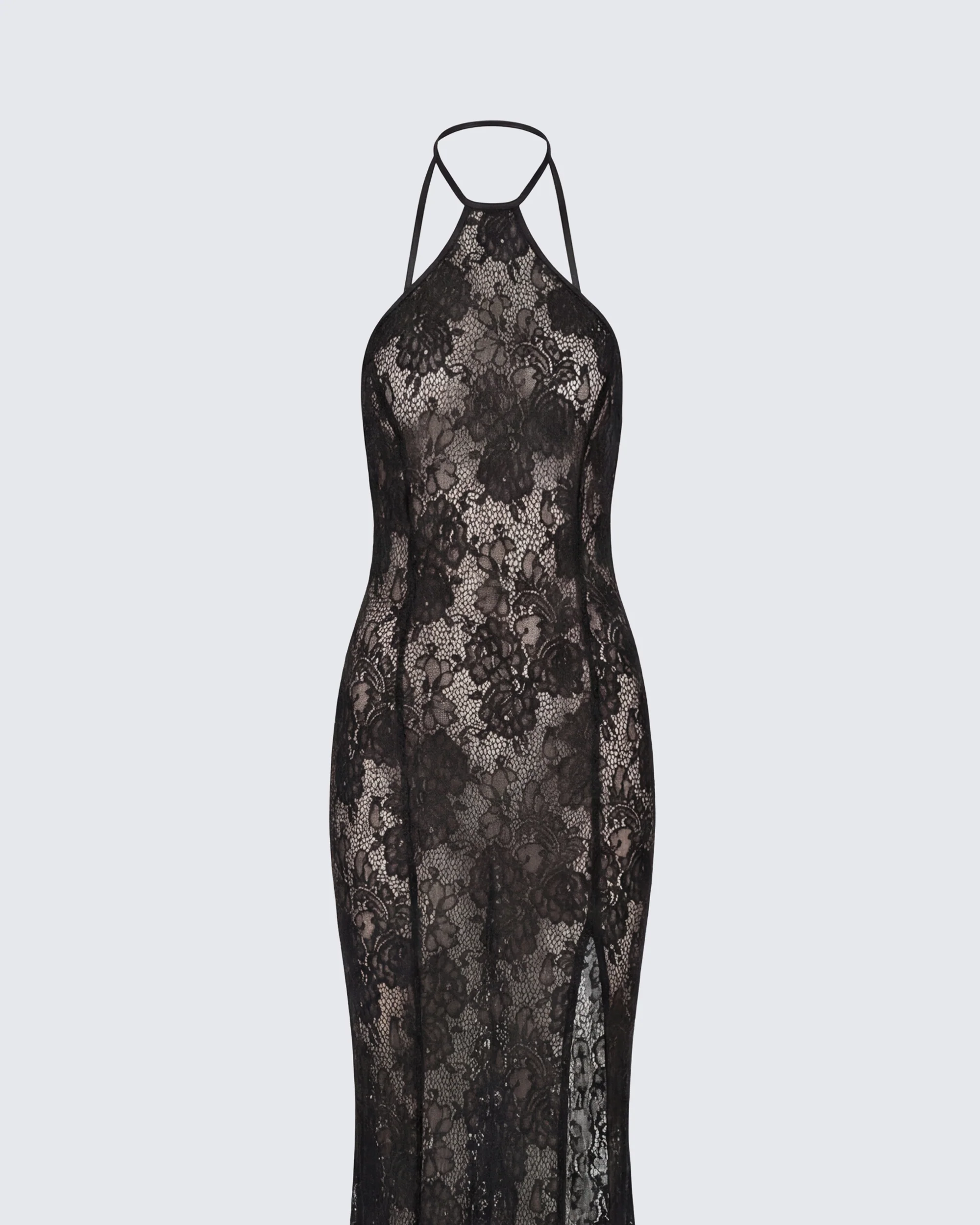 Babette Black Lace Sheer Maxi Dress