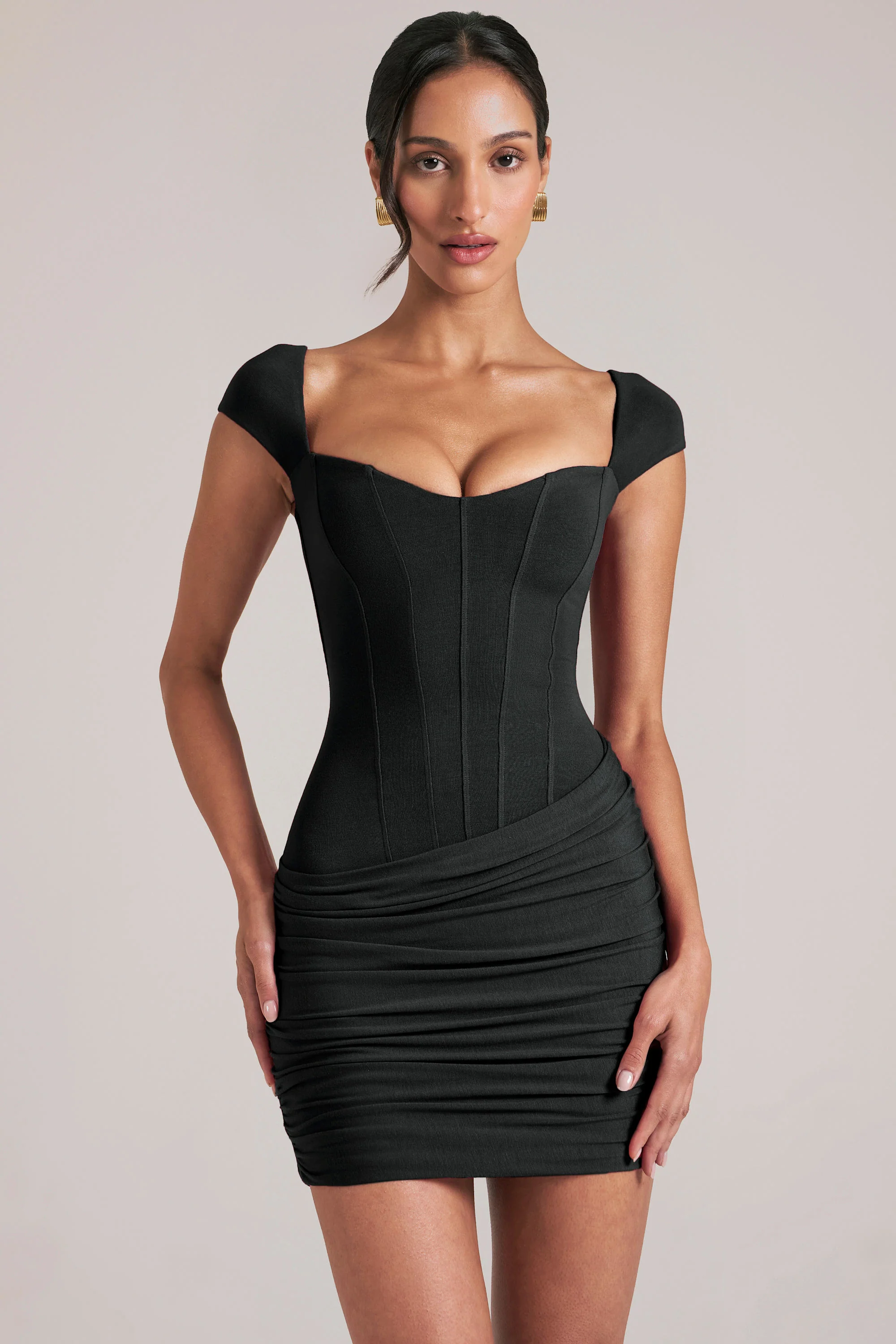 Sweetheart Neckline Mini Dress in Black