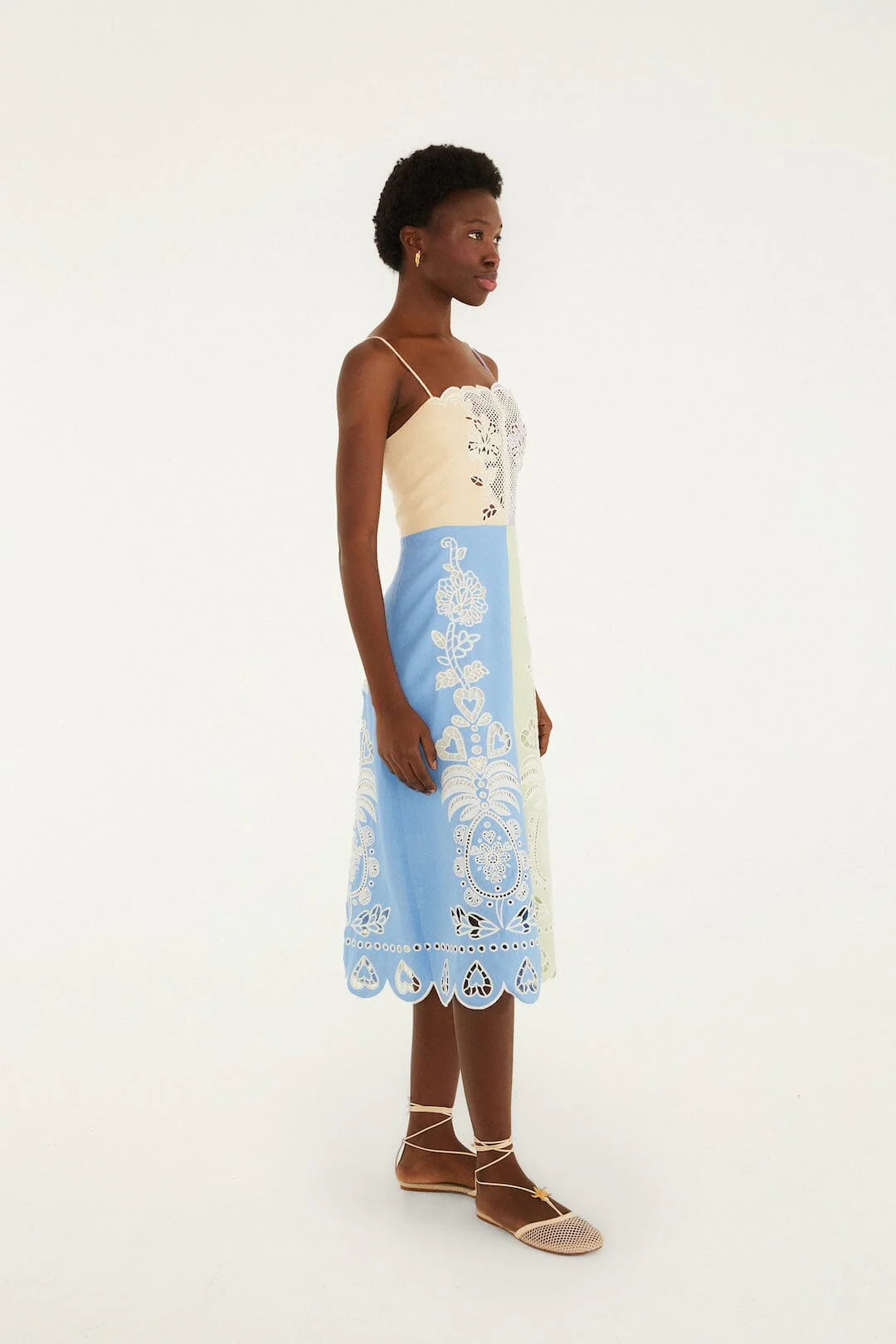 Multicolor Embroidered Midi Dress