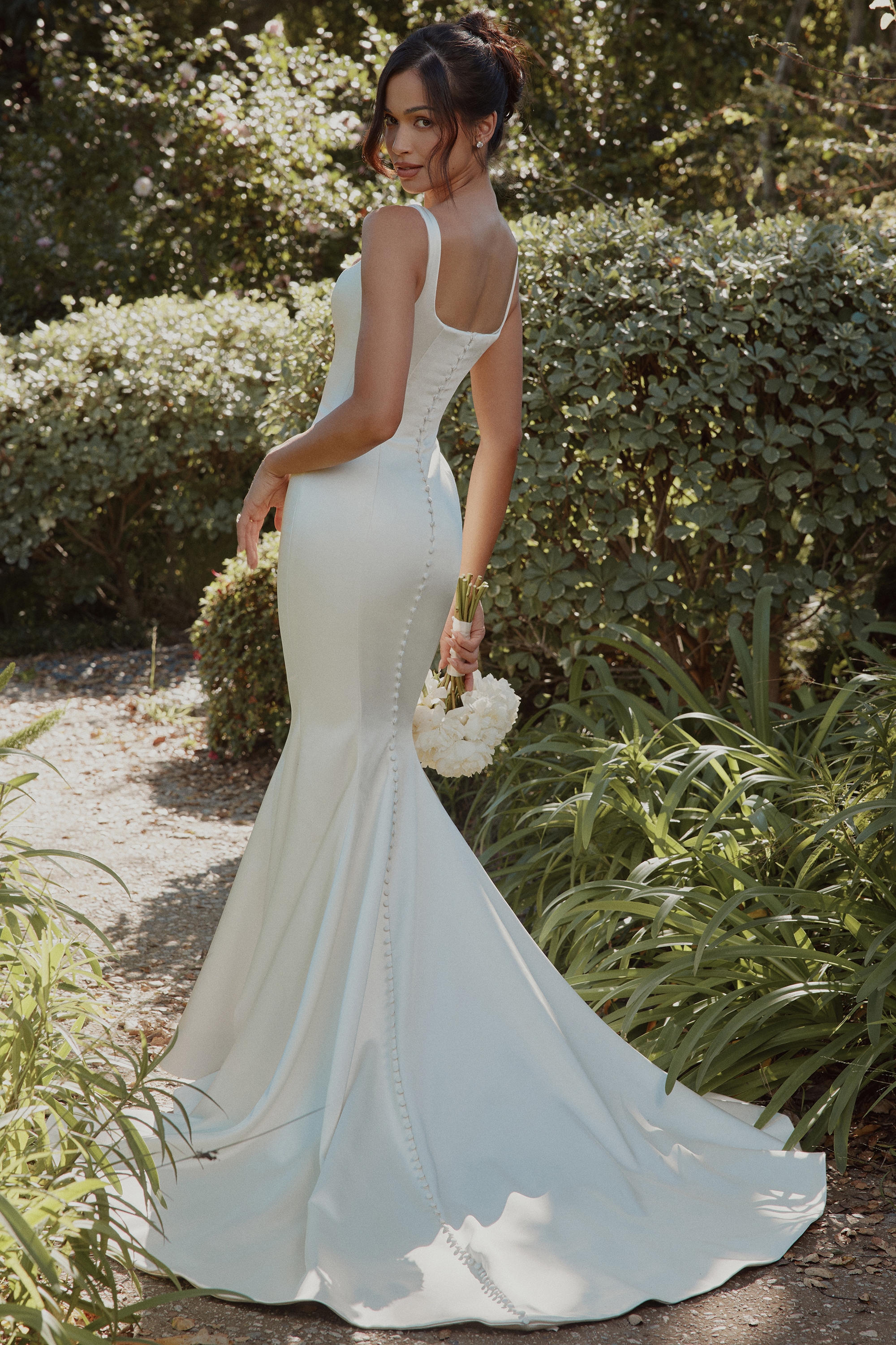 Ivory Satin Button Back Bridal Gown