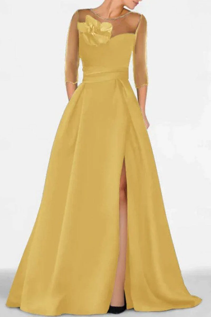 A Line Sweetheart 3/4 Sleeves High Split Mother Dresses CM0338