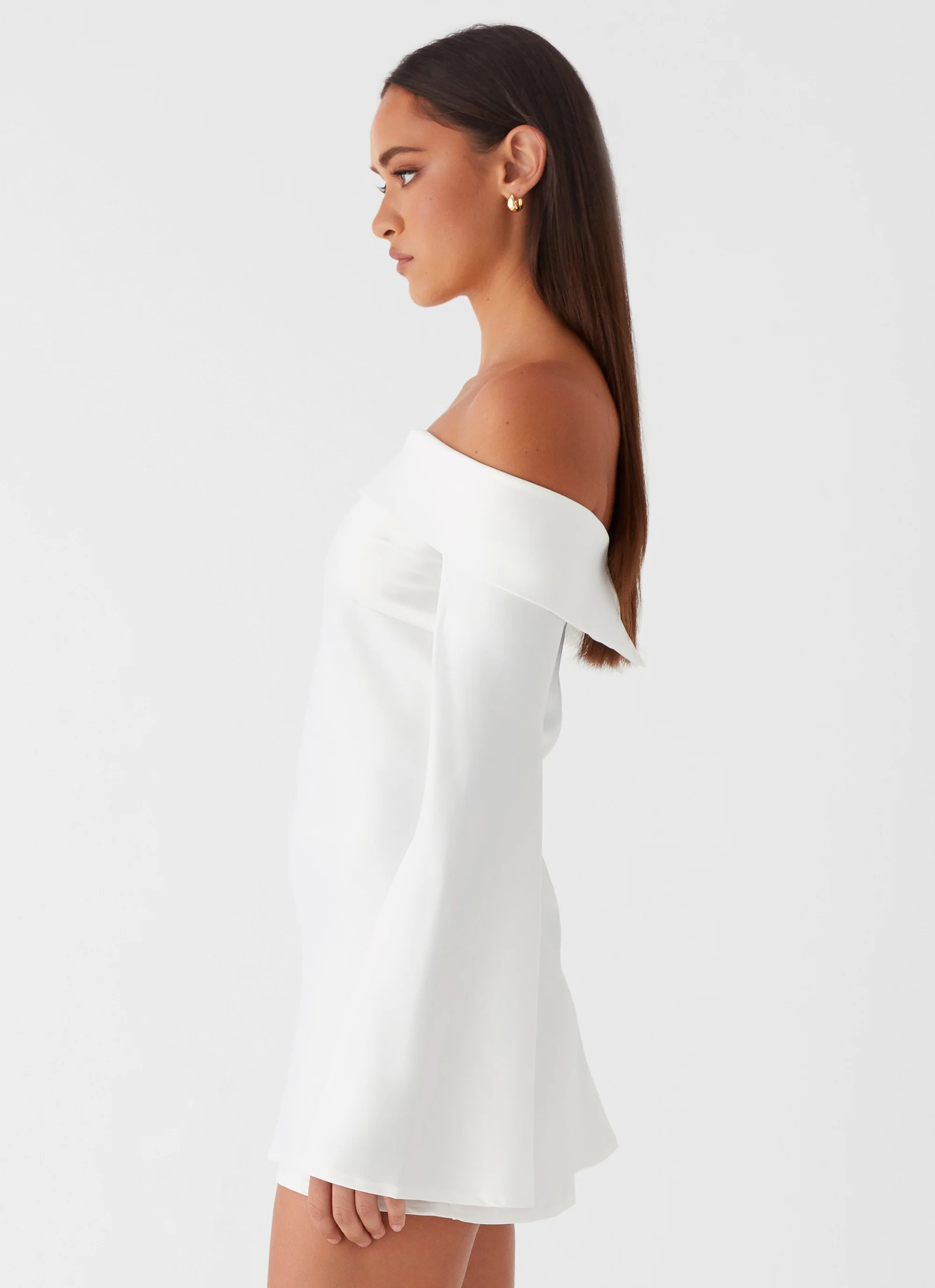 Lumina Long Sleeve Mini Dress - White - luluinthesky