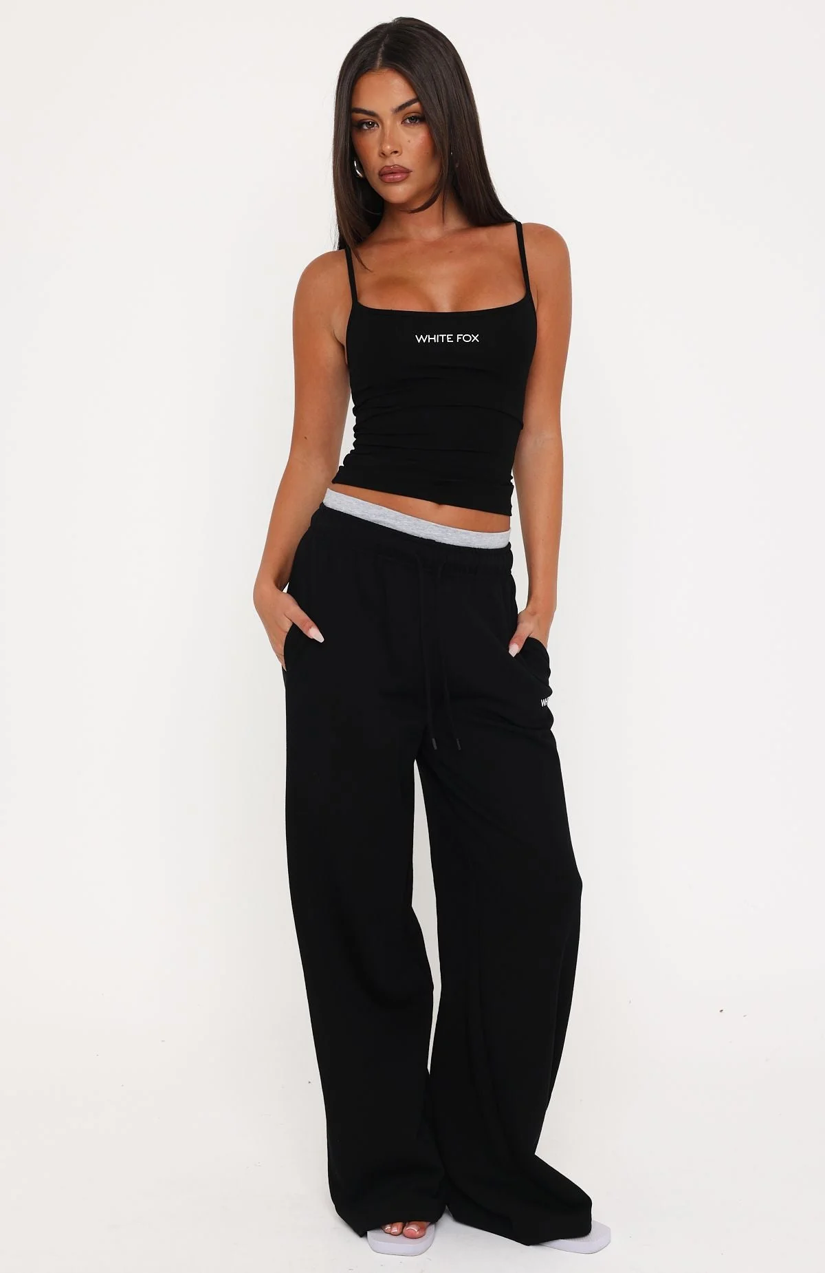 Off The Field Double Waistband Wide Leg Sweatpants Black