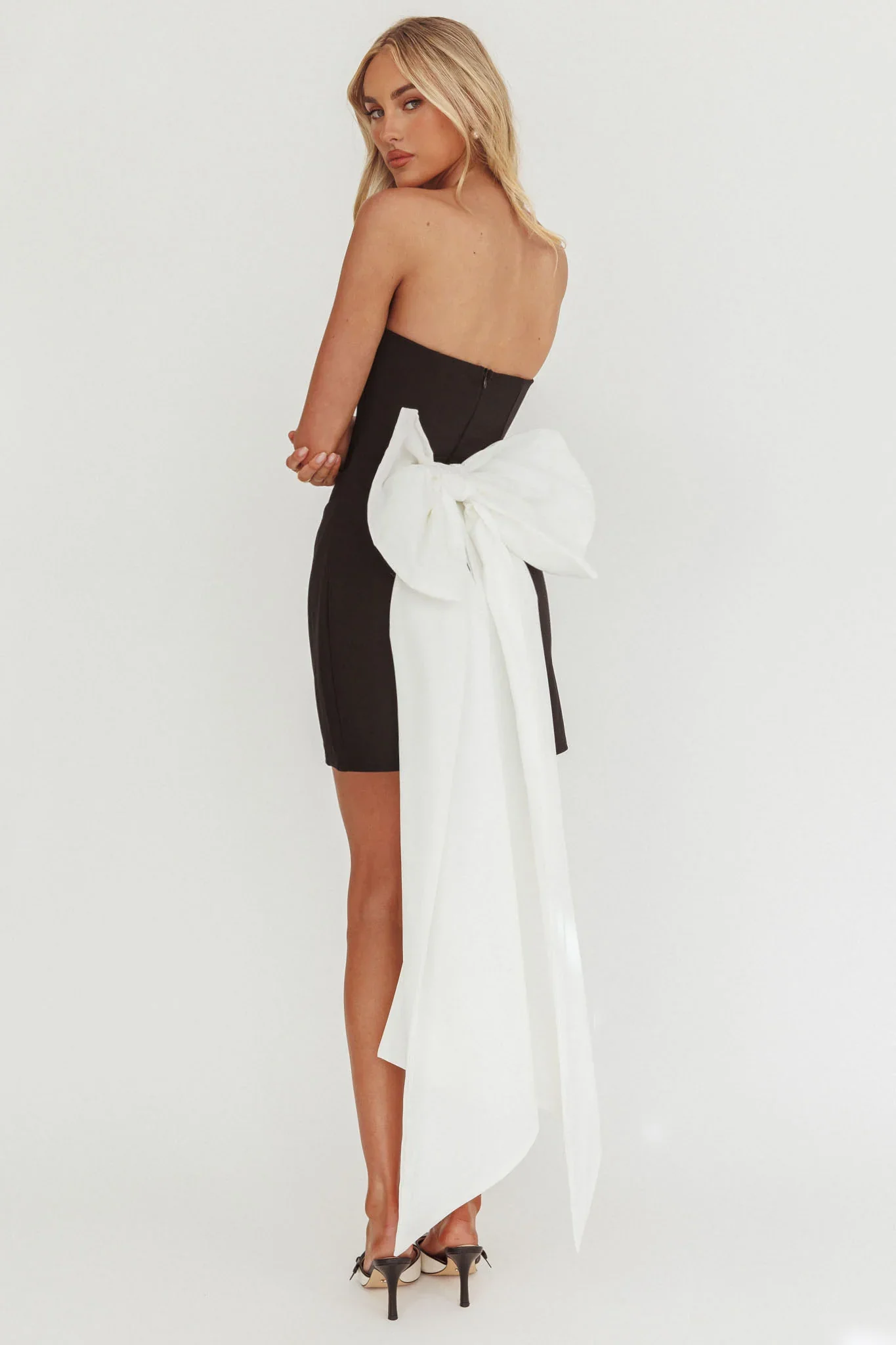 Diamond Sky Bow Back Mini Dress Black