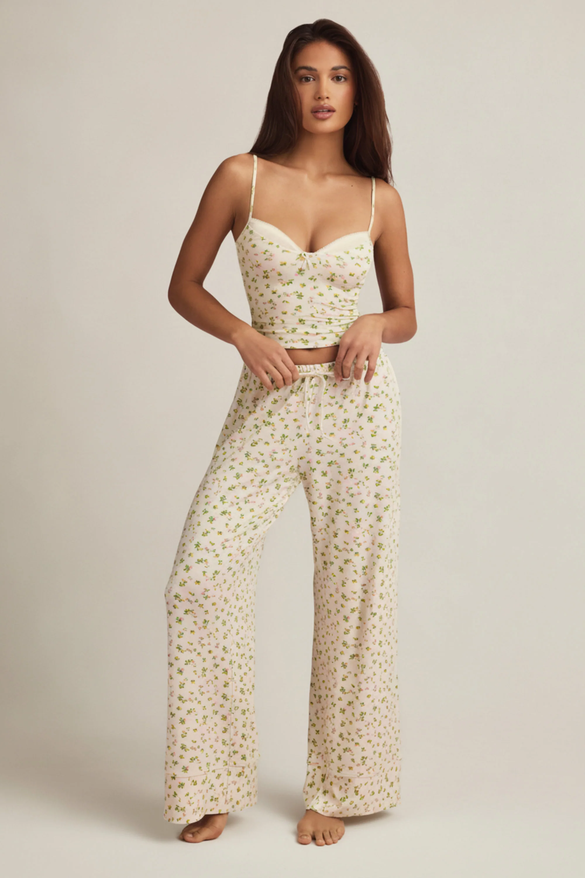 Modal Camisole Pyjama Top in Lemon Print