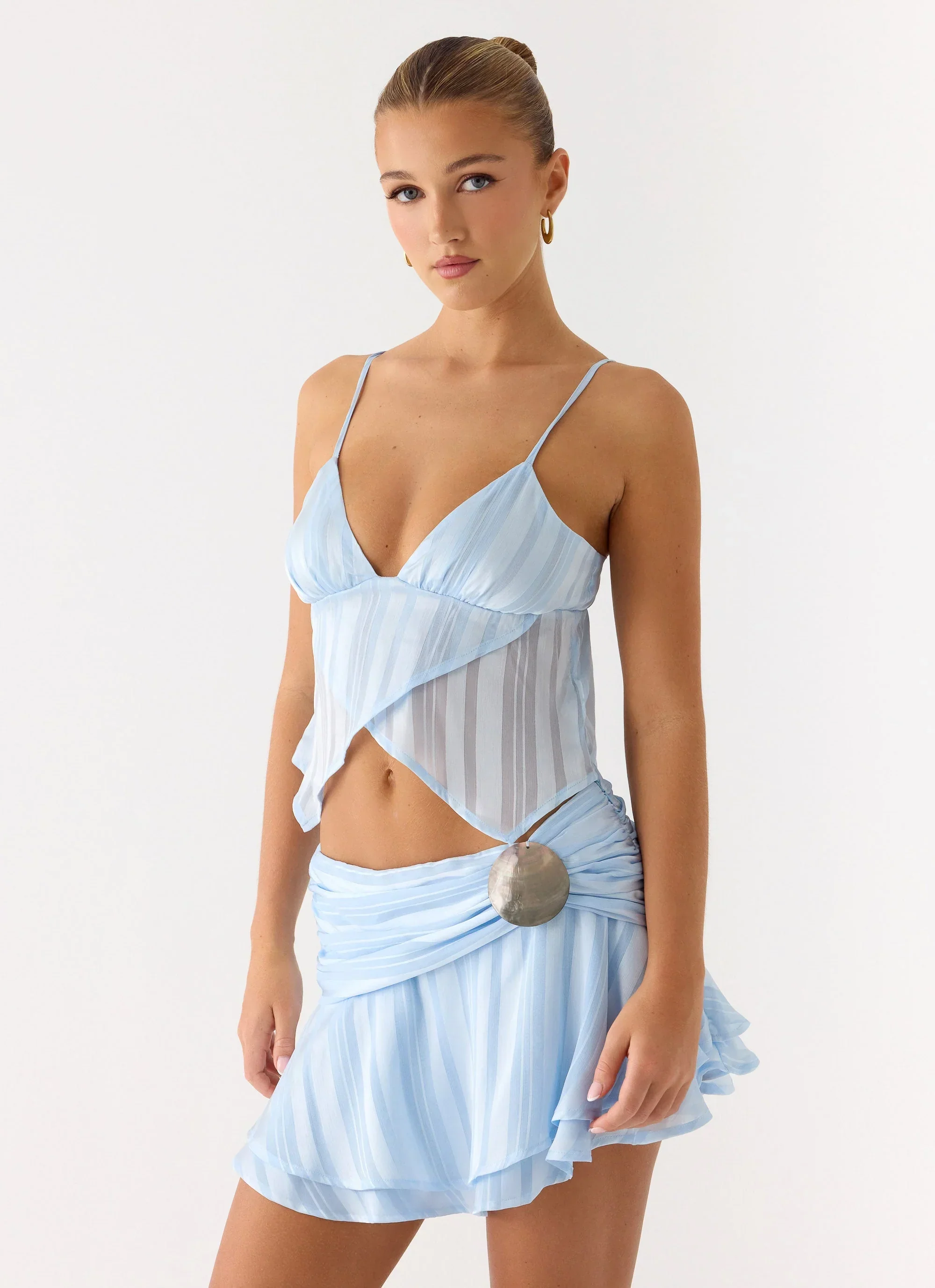 Glynne Shell Mini Skirt - Baby Blue