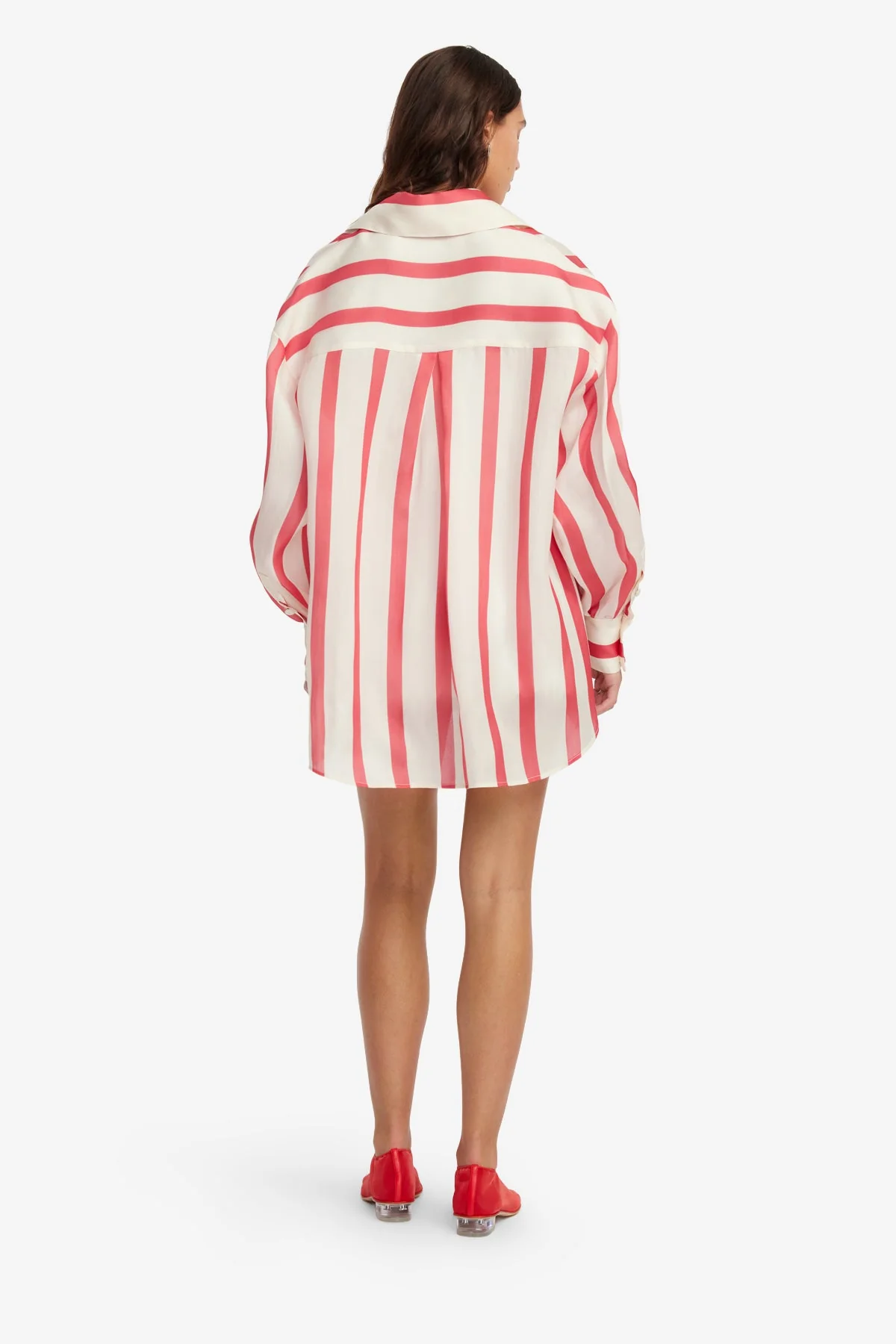 Kathleen Striped Silk Blouse - Scarlet