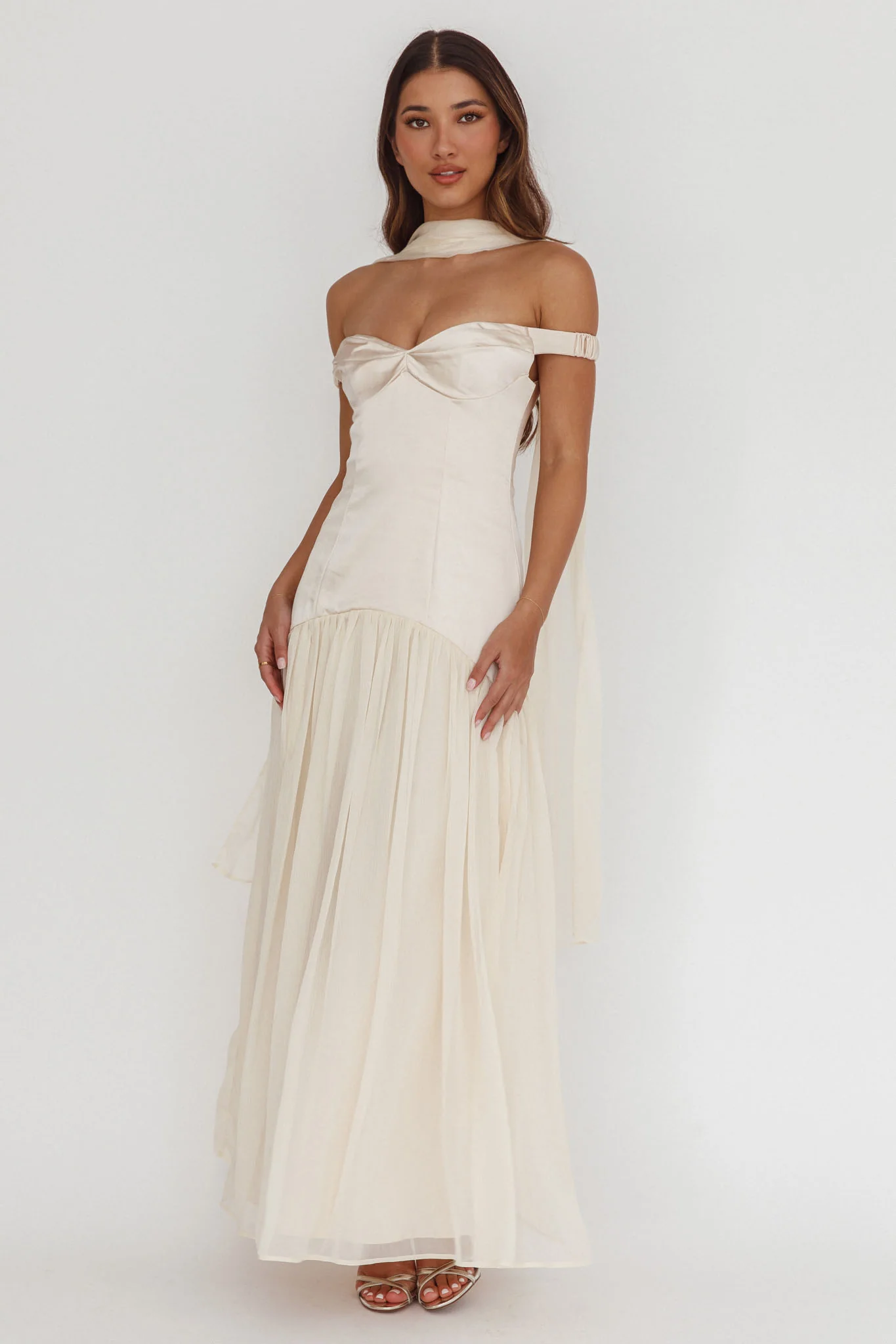 Kaycee Drop Waist Maxi Dress Champagne