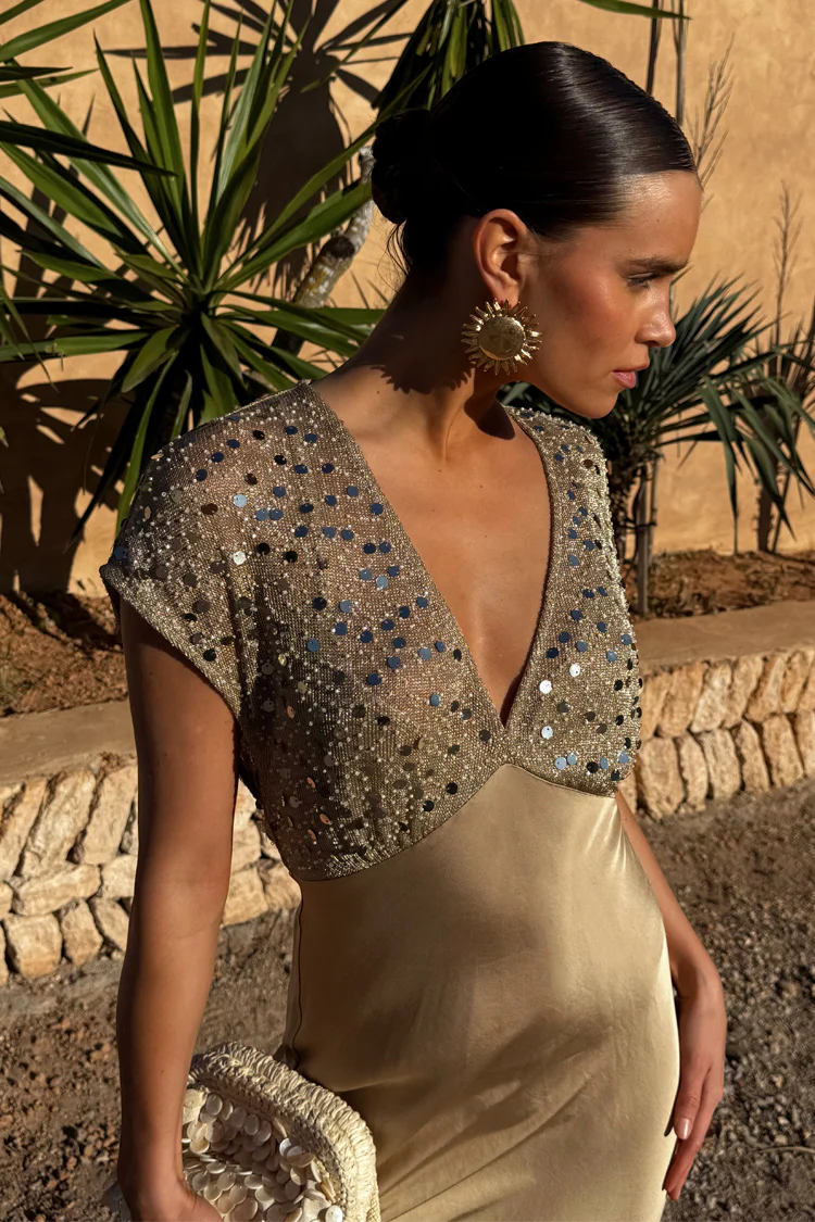 Gold Sequin Elodie Dress