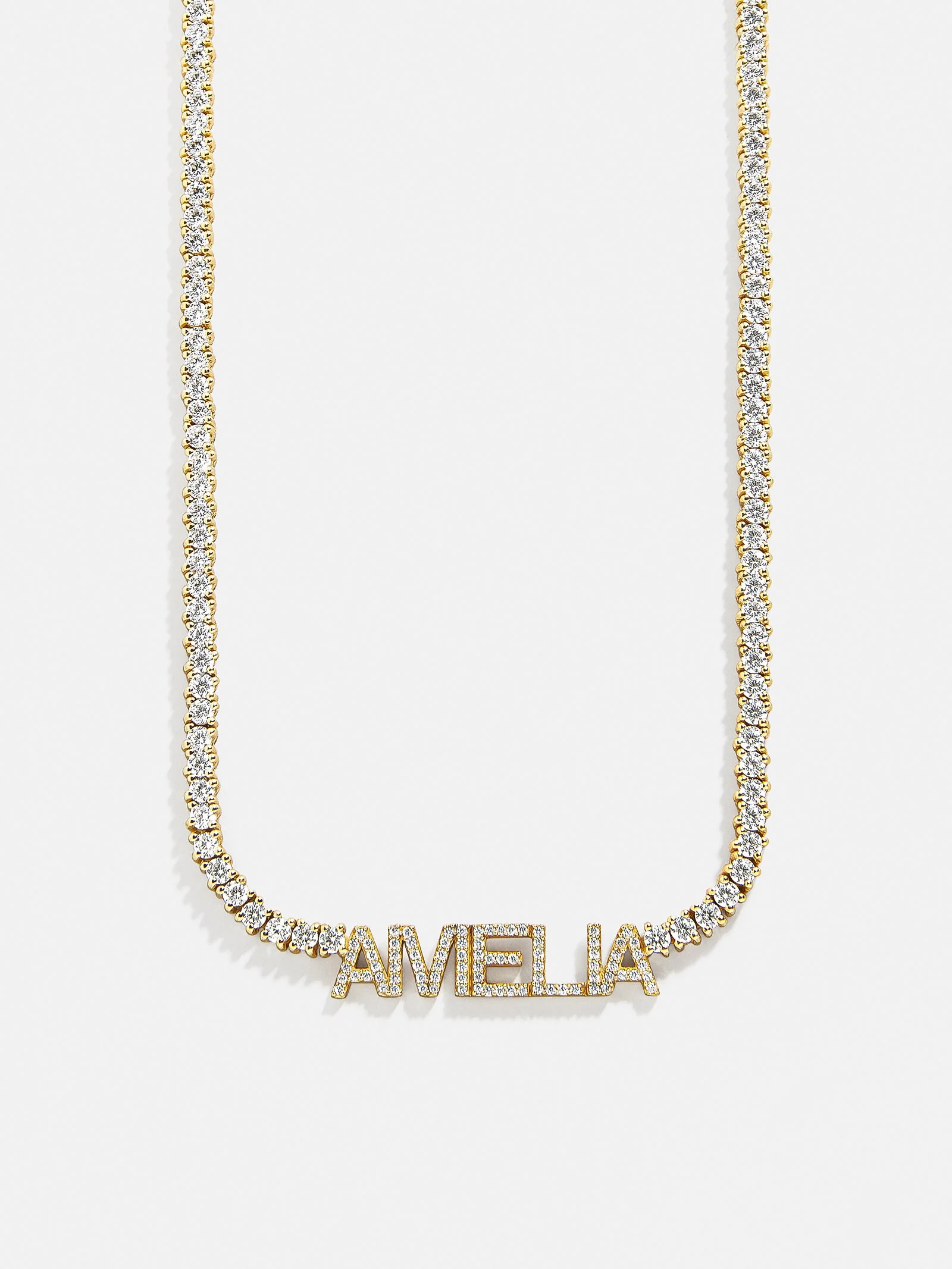 Billie 14K Gold Tennis Custom Nameplate Necklace - Block