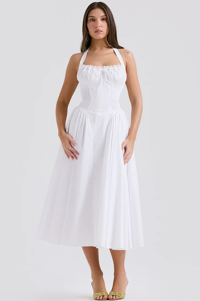 Adabella Cotton Halter Midi Sundress