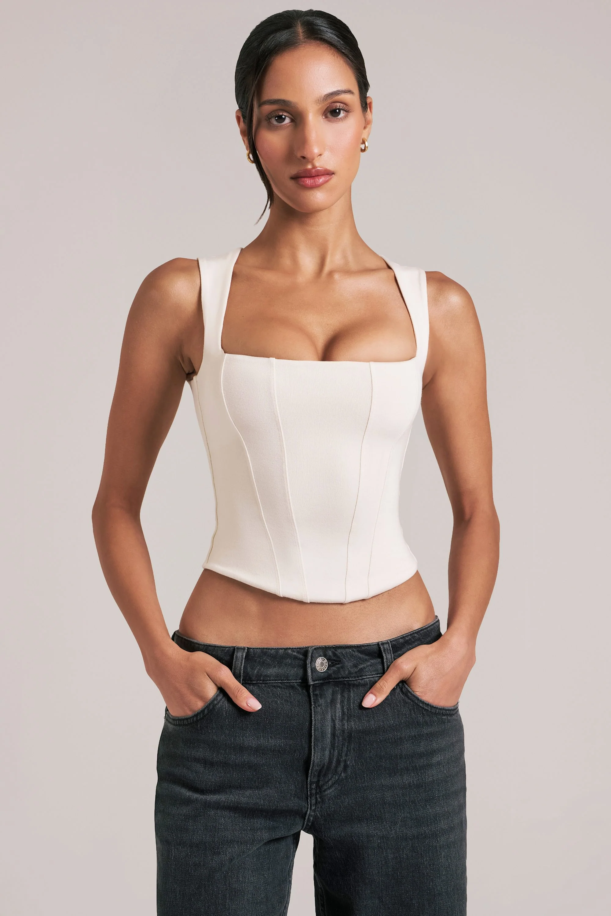 Modal Square-Neck Top in Ivory