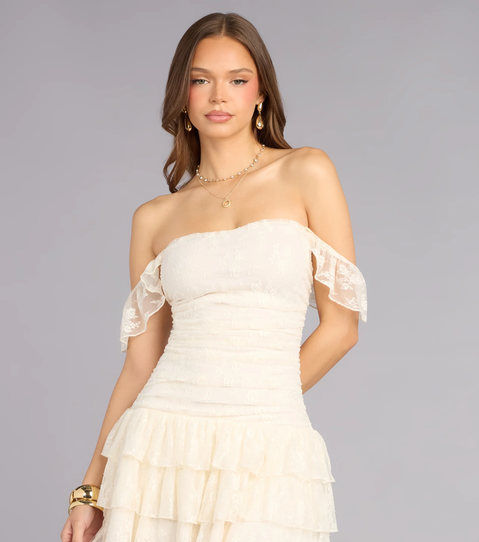 Pretty Moves Lace Ruffle Skater Dress - luluinthesky