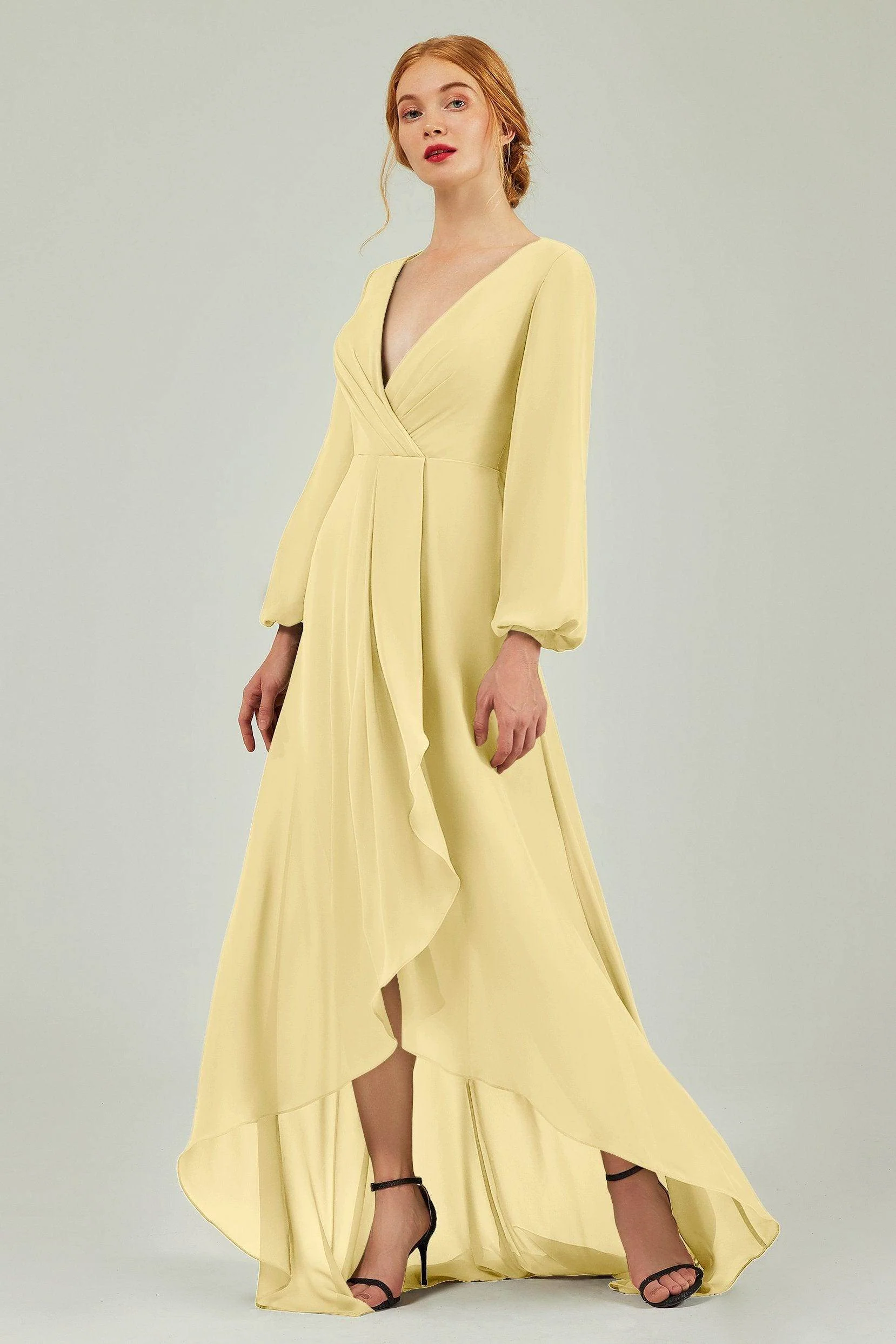Asymmetrical Sweep-Brush Chiffon Bridesmaid Dress Formal Dresses CB0239