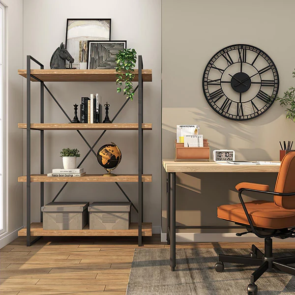 Industrial Cross Back Bookshelf