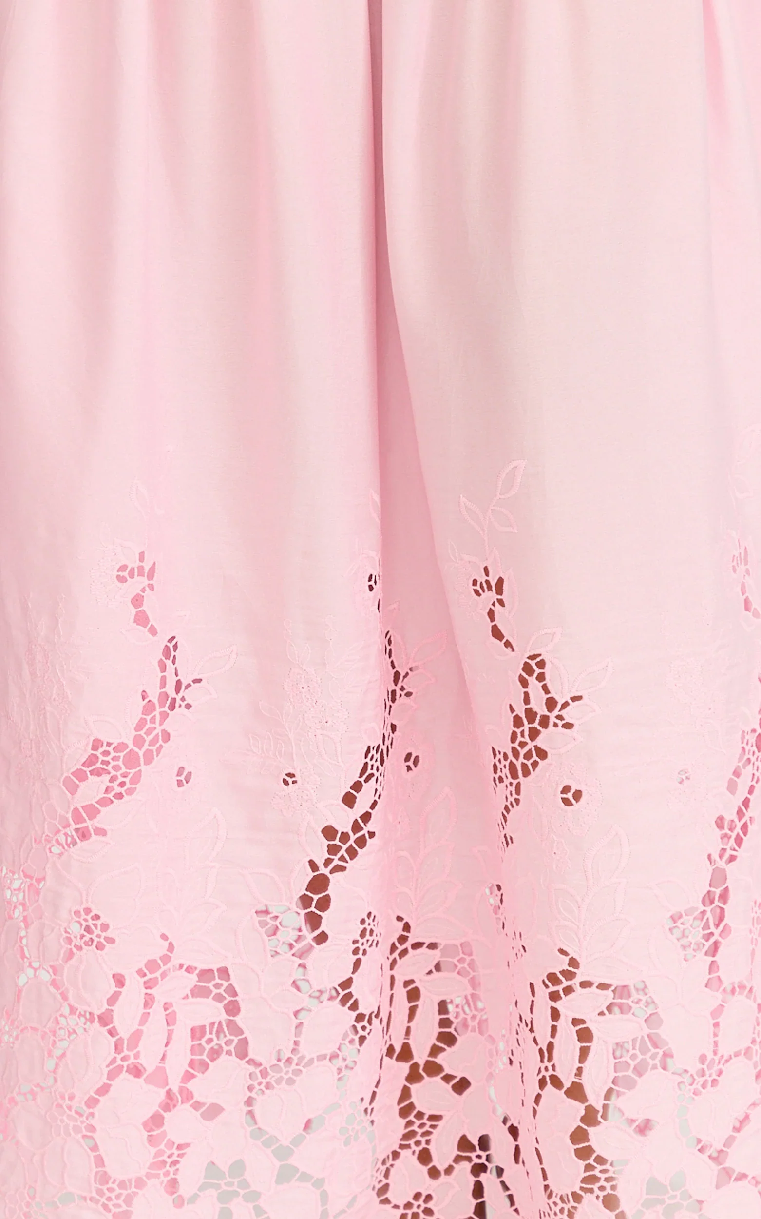 Everly Maxi Dress - Straight Neck Broderie Cut Out Hem Dress in Pink
