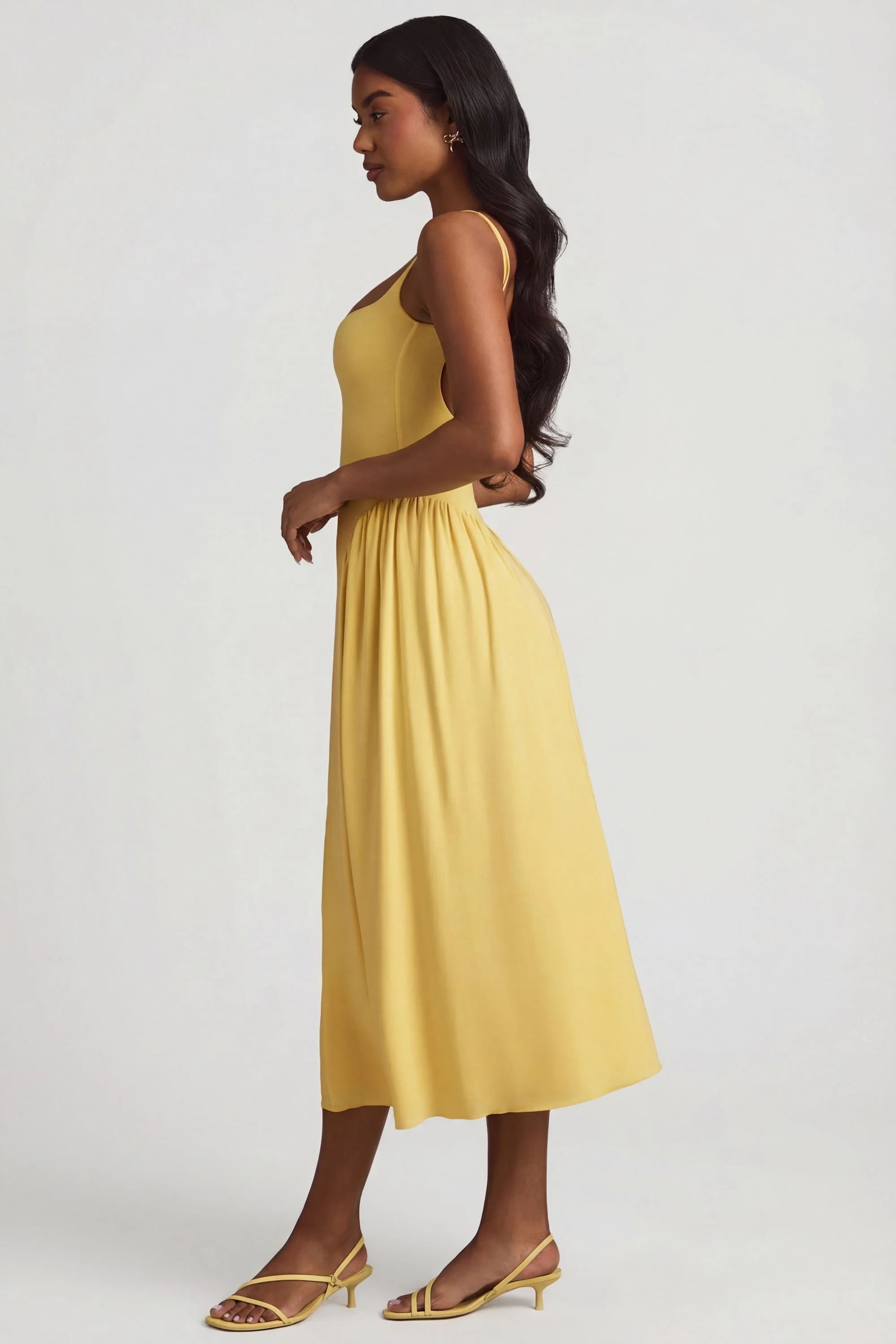 Modal A-Line Midaxi Dress in Pastel Yellow