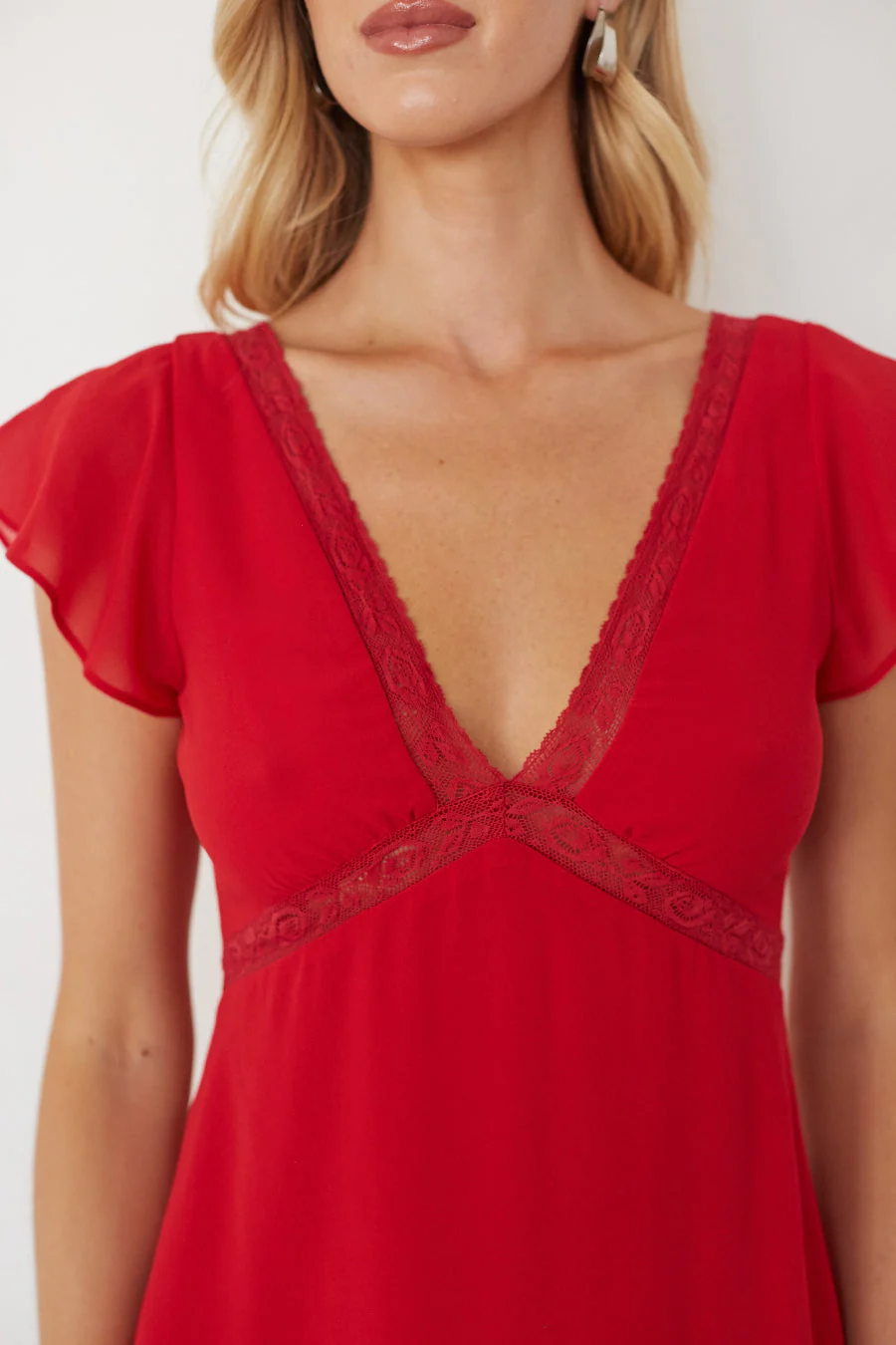 Lisa Lace Trim Mini Dress