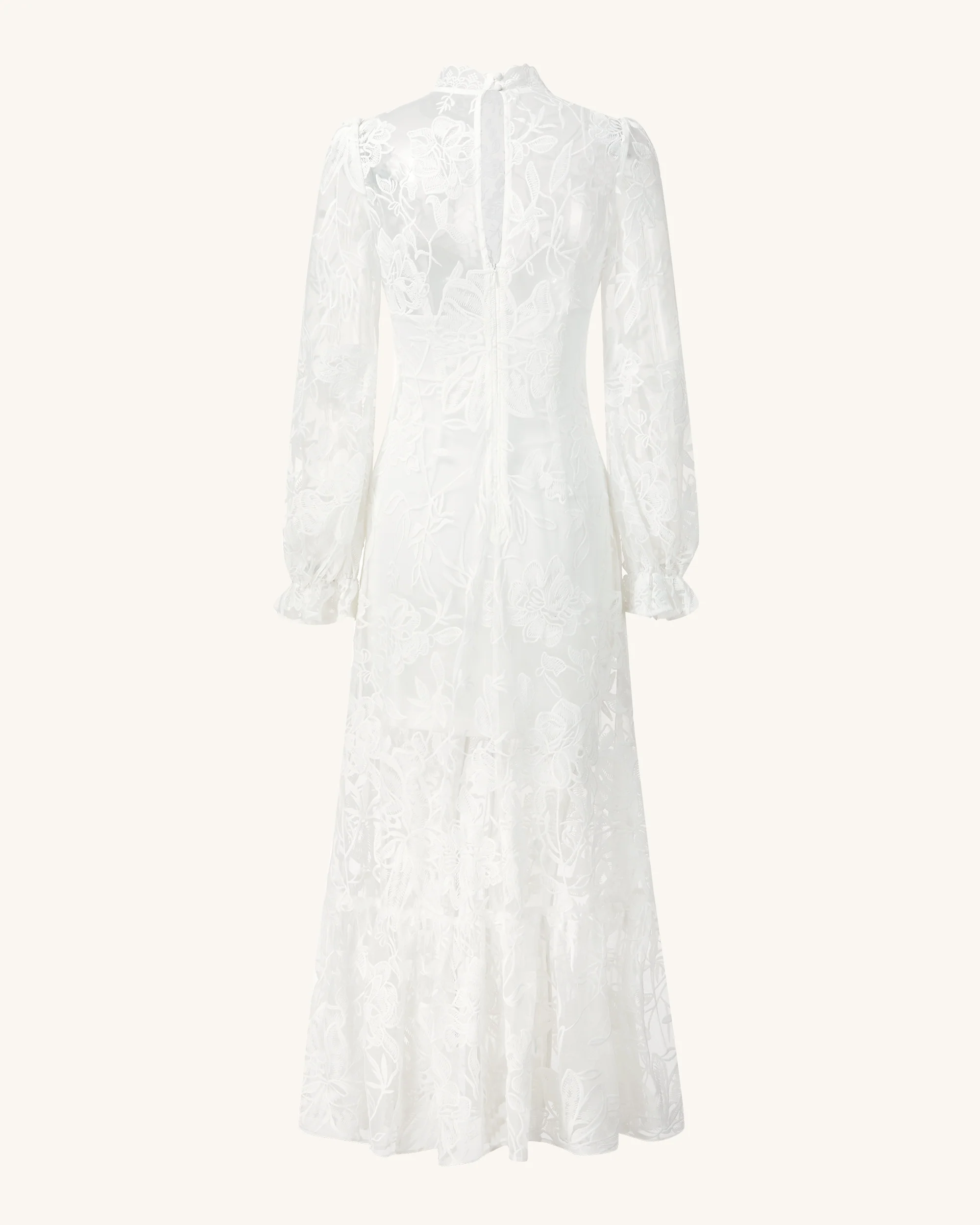 Elegant Lace Midi Dress - White - FASHION NOB