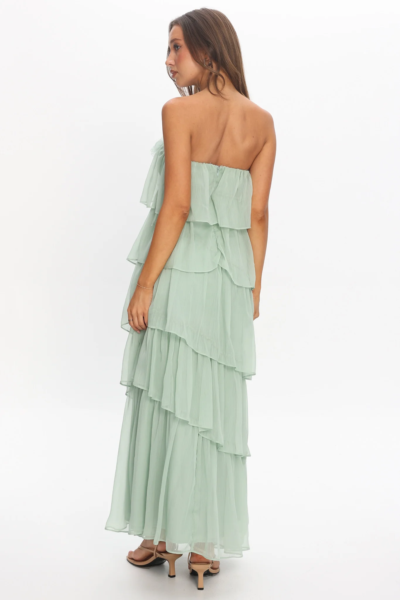 It's Time Tiered Ruffle Maxi Dress Sage - luluinthesky