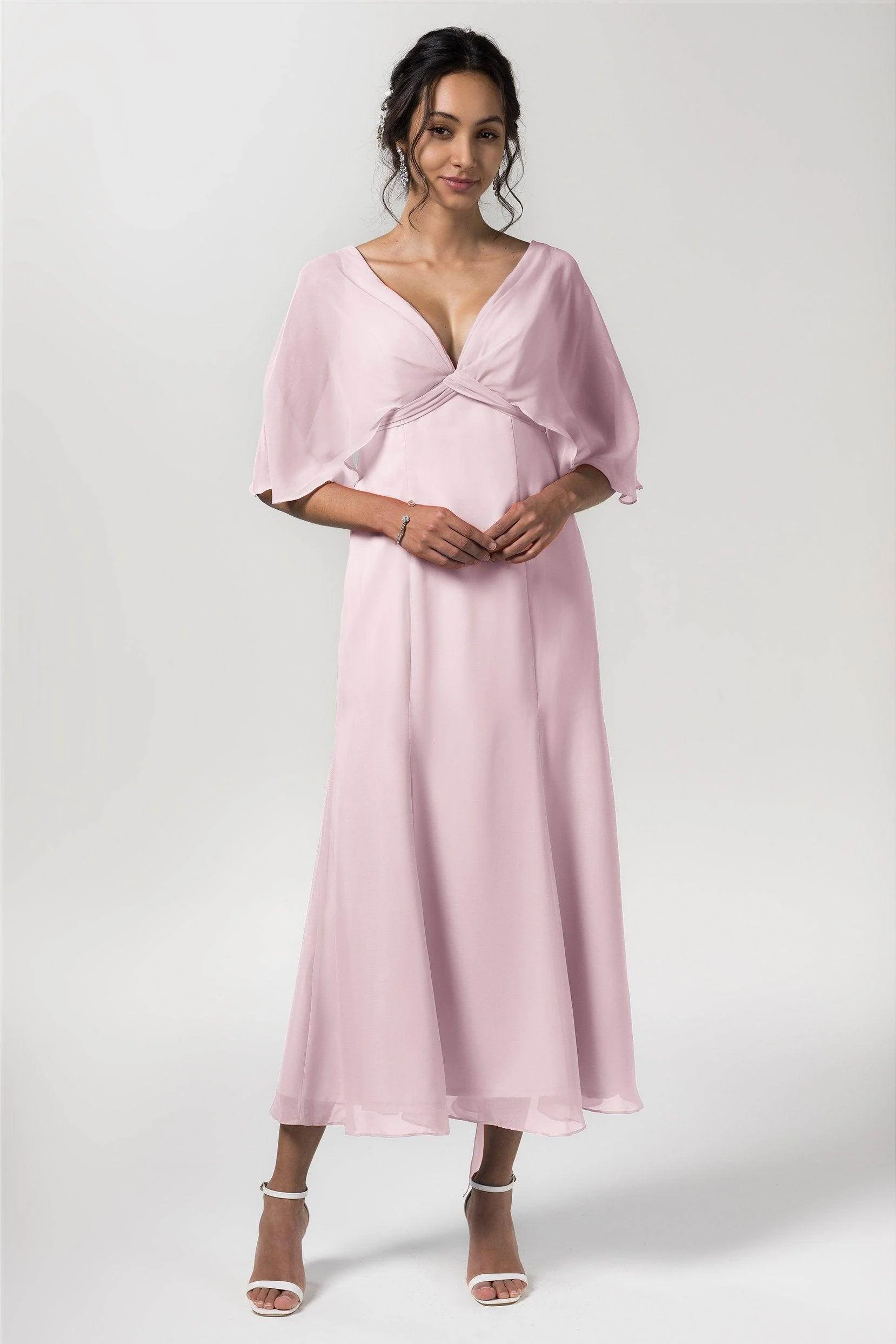A-Line Tea Length Chiffon Bridesmaid Dress CB0553