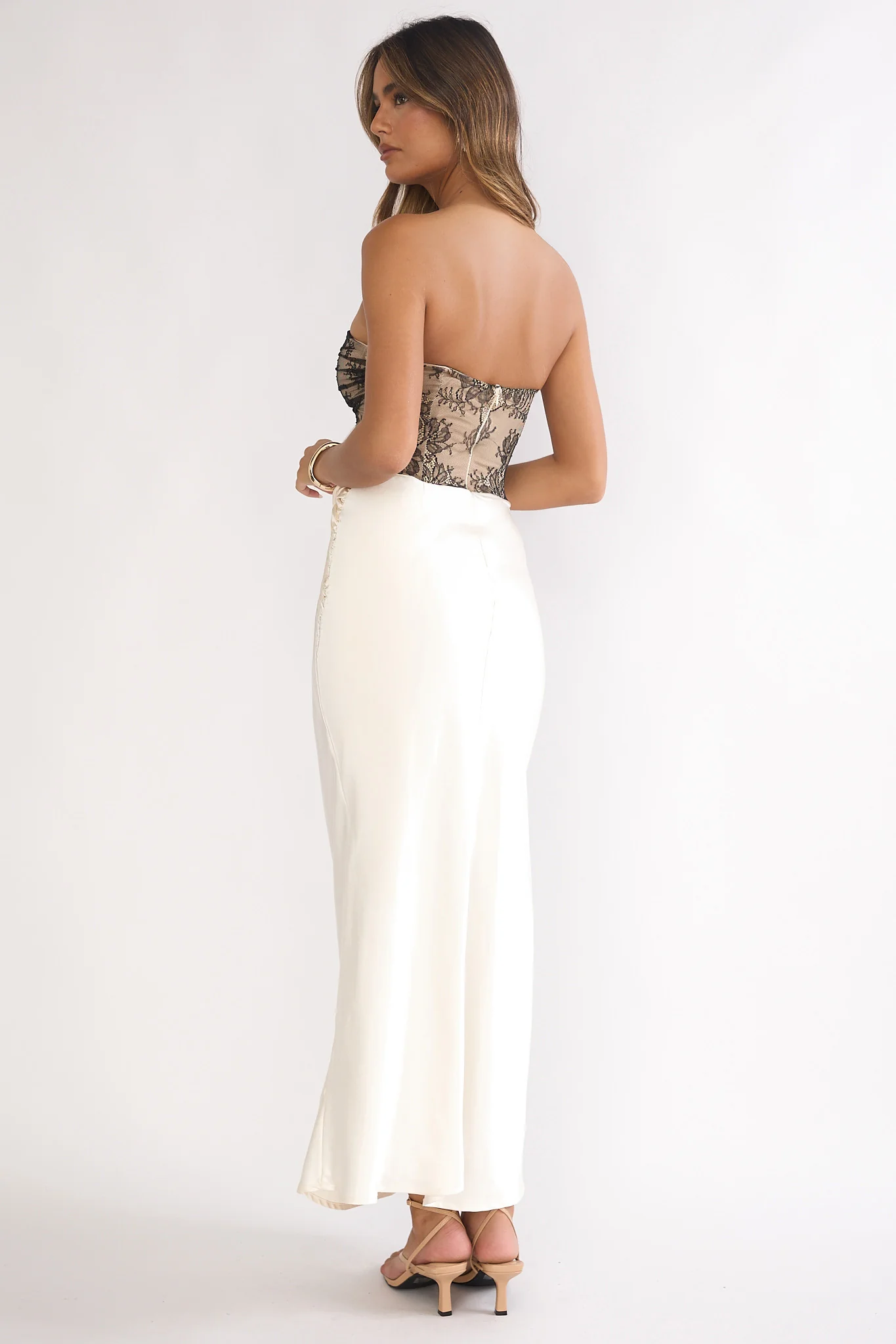 Valoria Lace Bodice Maxi Dress Oyster