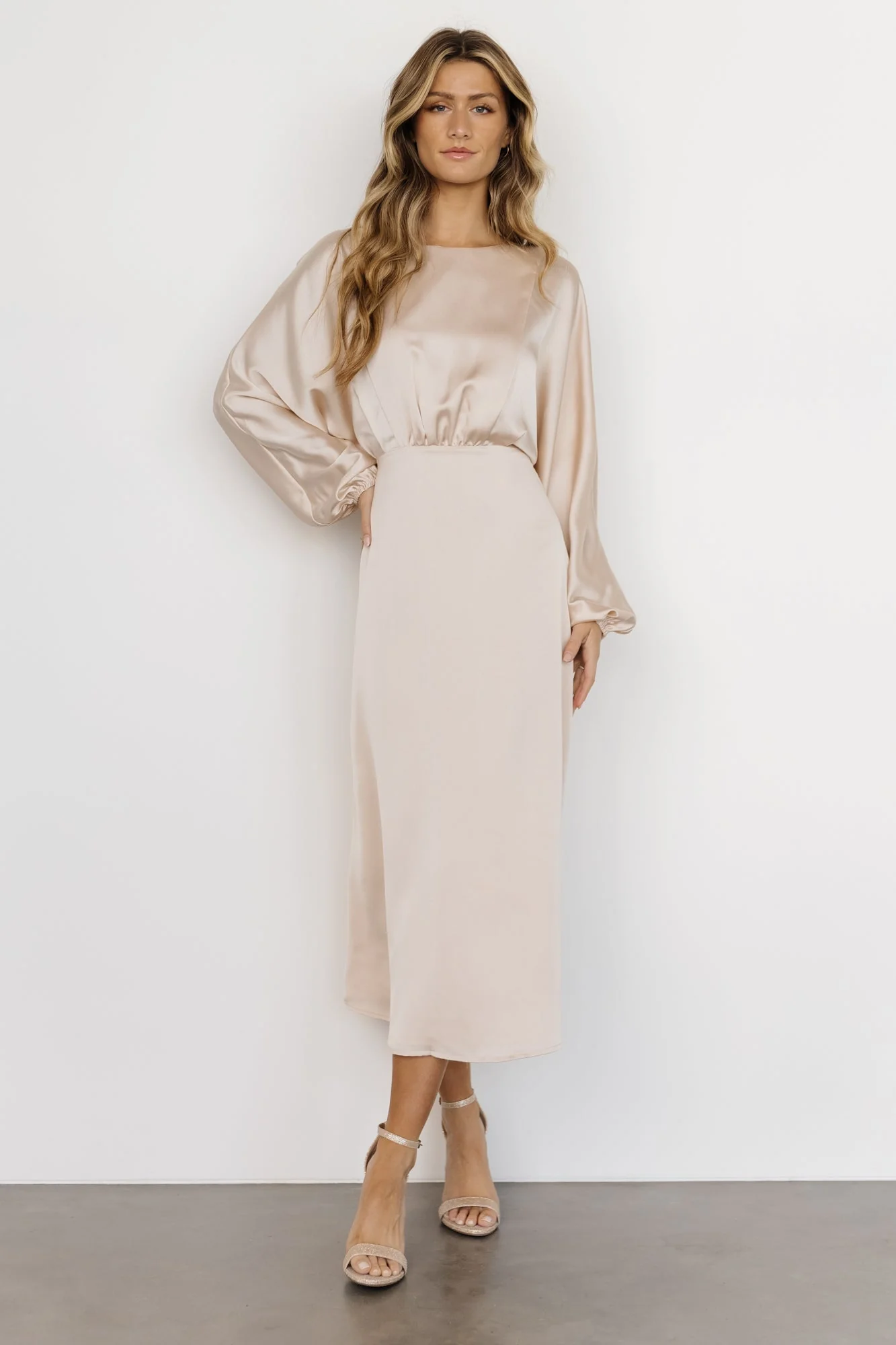 Balta Satin Midi Dress | Champagne - luluinthesky