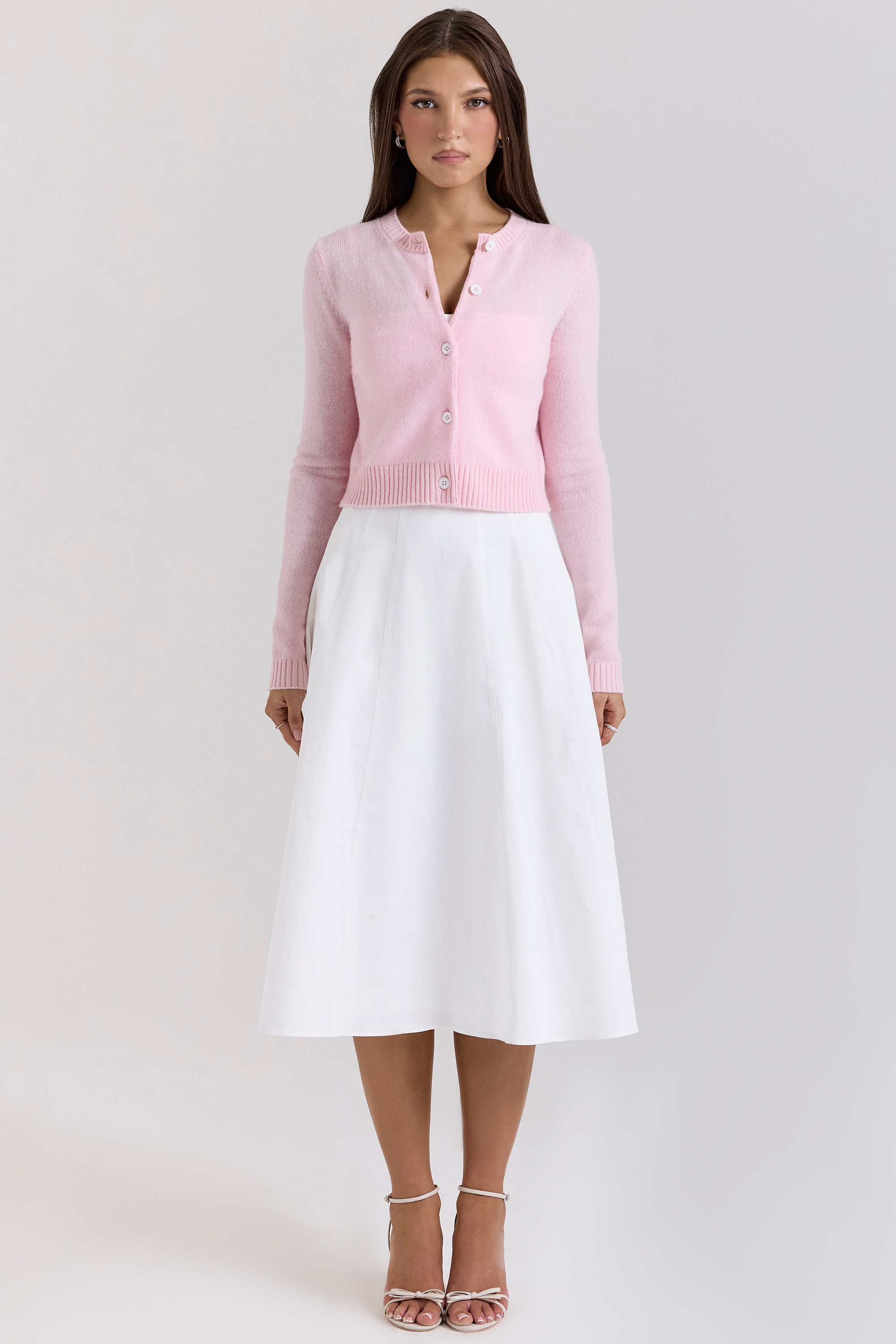 Pink Cropped Wool Cardigan