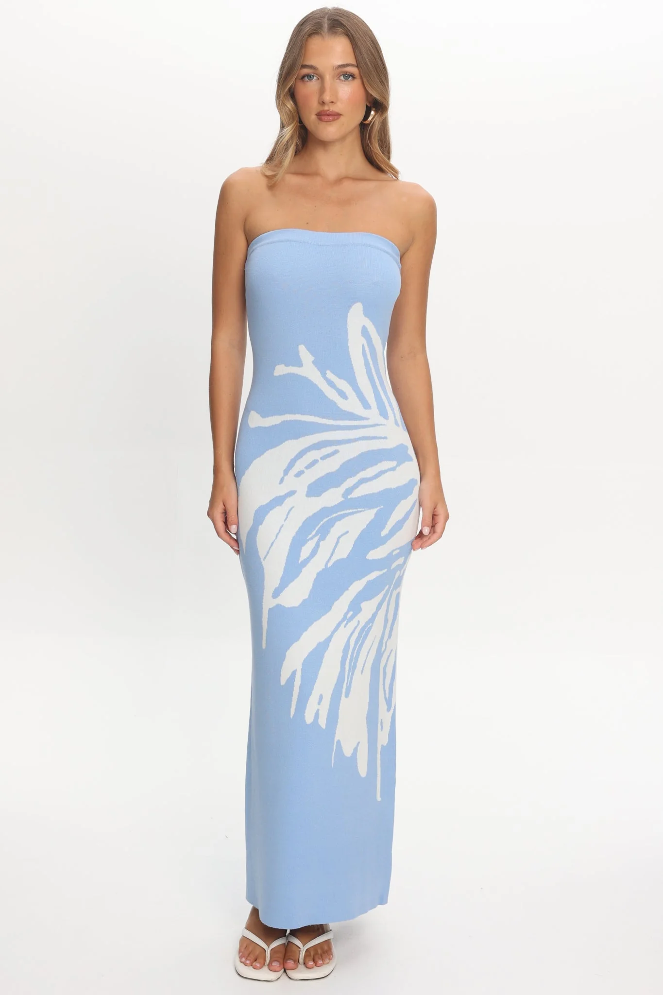 Wildflower Sun Strapless Maxi Dress Sky Blue