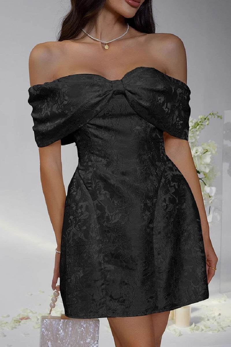 A-Line Mini Jacquard Satin Dress 911548528871
