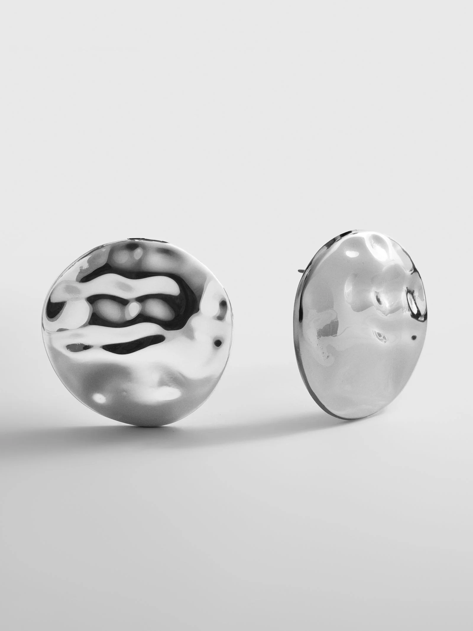 Odette Hammered Statement Studs - Silver