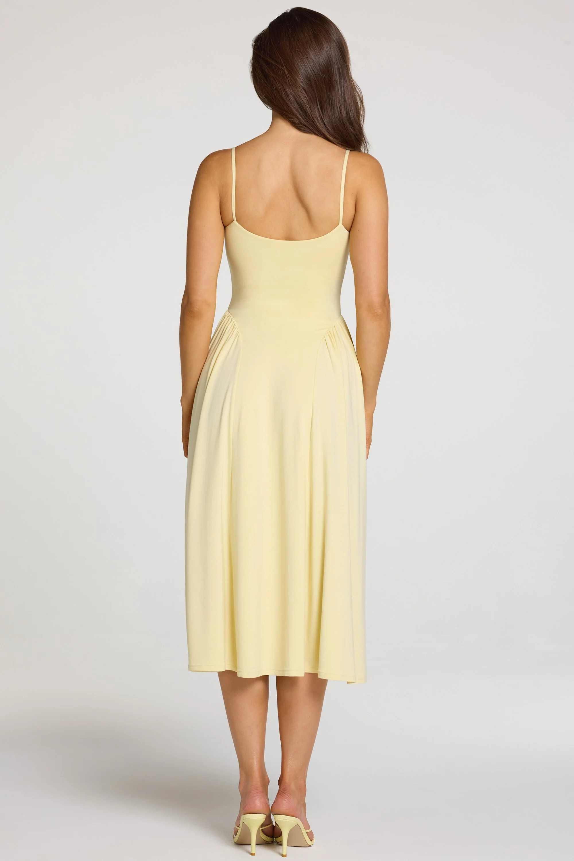 Modal Lace-Trim Midaxi Dress in Pastel Yellow