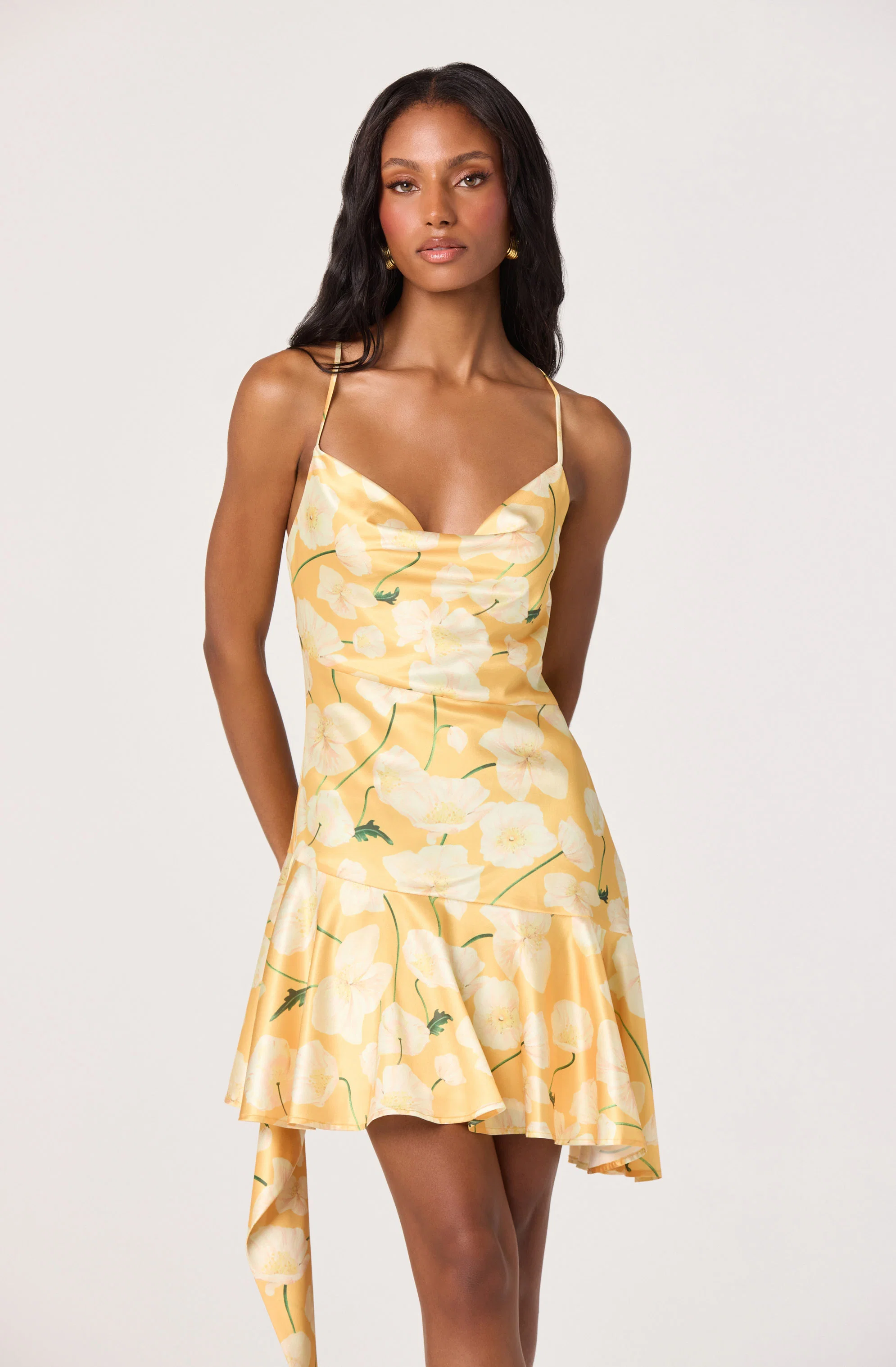 Paloma Cowl Neck Asymmetric Mini Dress