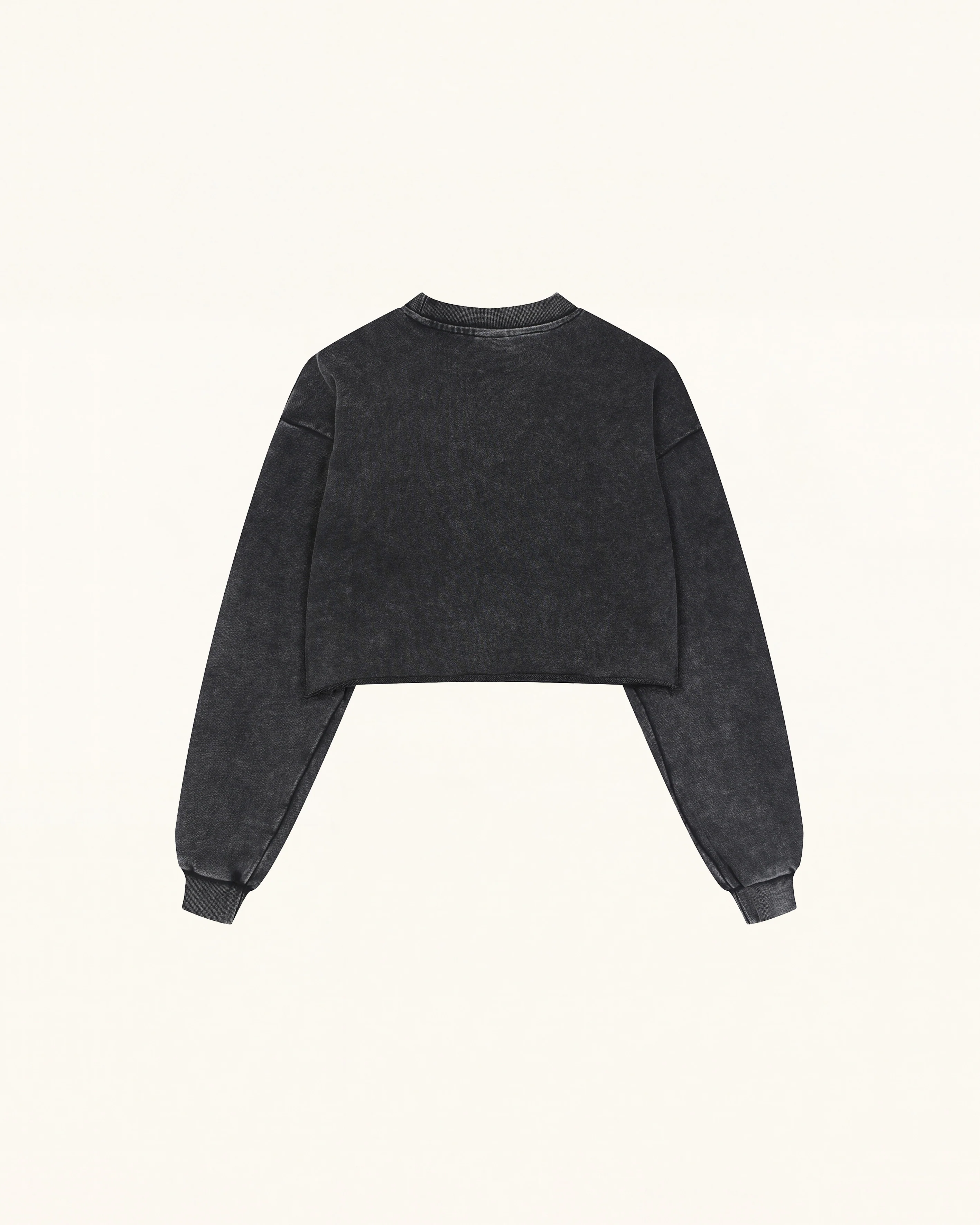 Sparkling Pink Crystal Bow Cropped Sweatshirt - Black